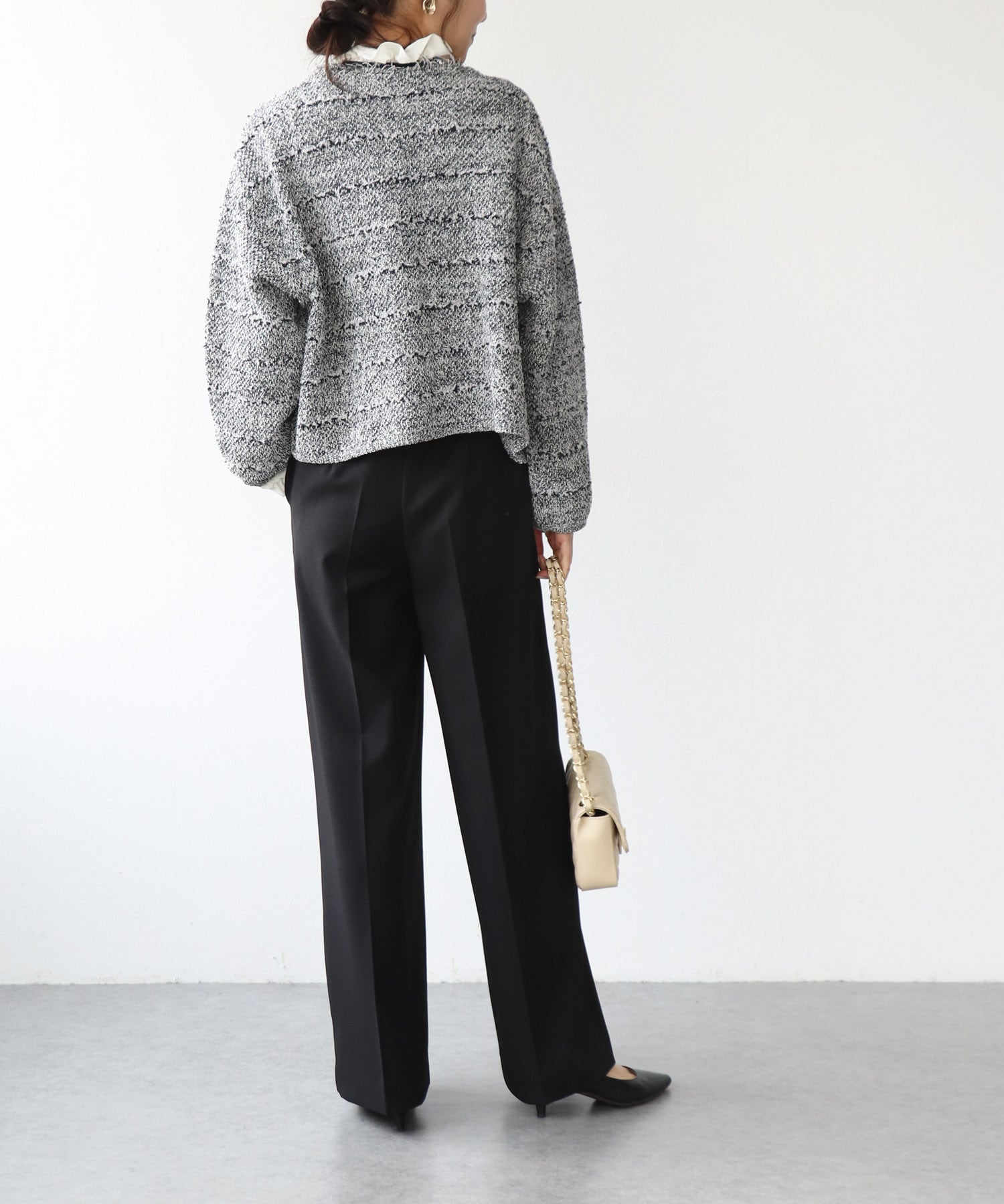 和紙ボーダーフリンジカーディガン