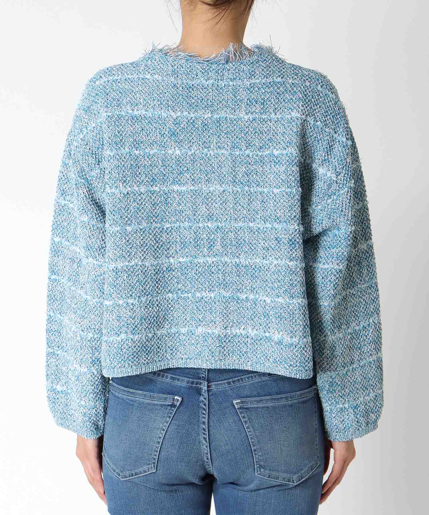 和紙ボーダーフリンジカーディガン