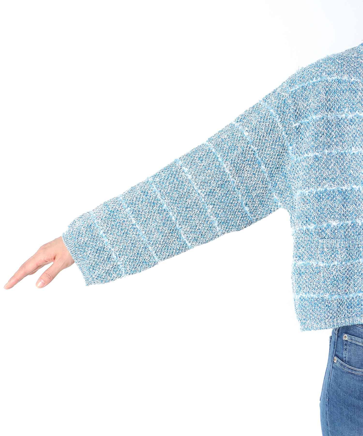 和紙ボーダーフリンジカーディガン