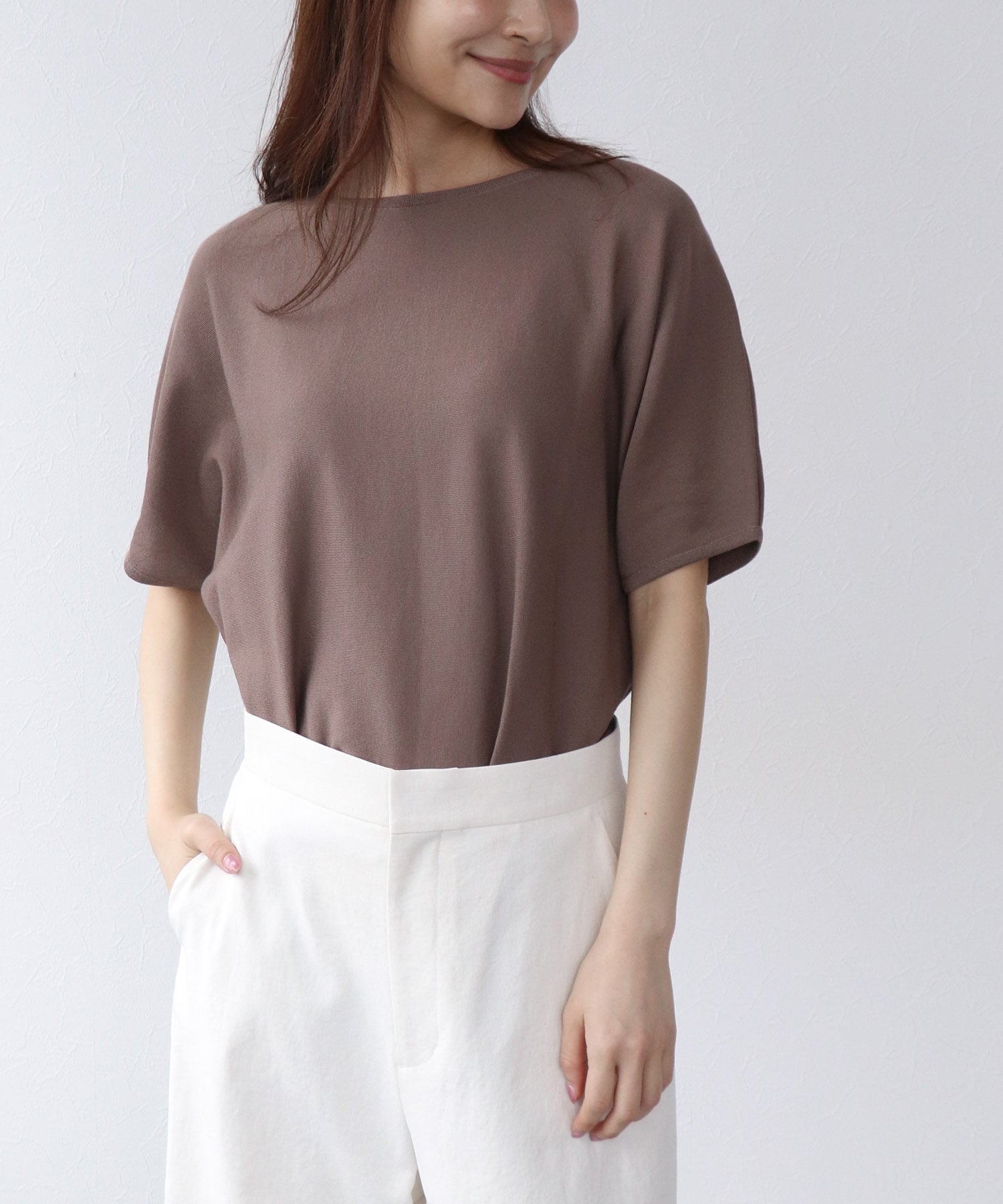 デオドラント加工ハイゲージ半袖ニット