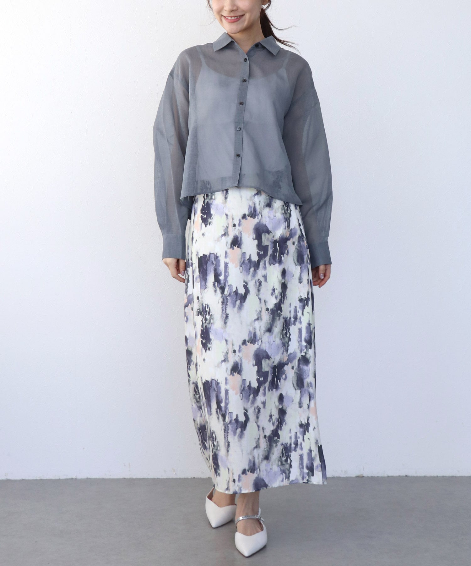 AMARAペイントプリントAラインスカート
