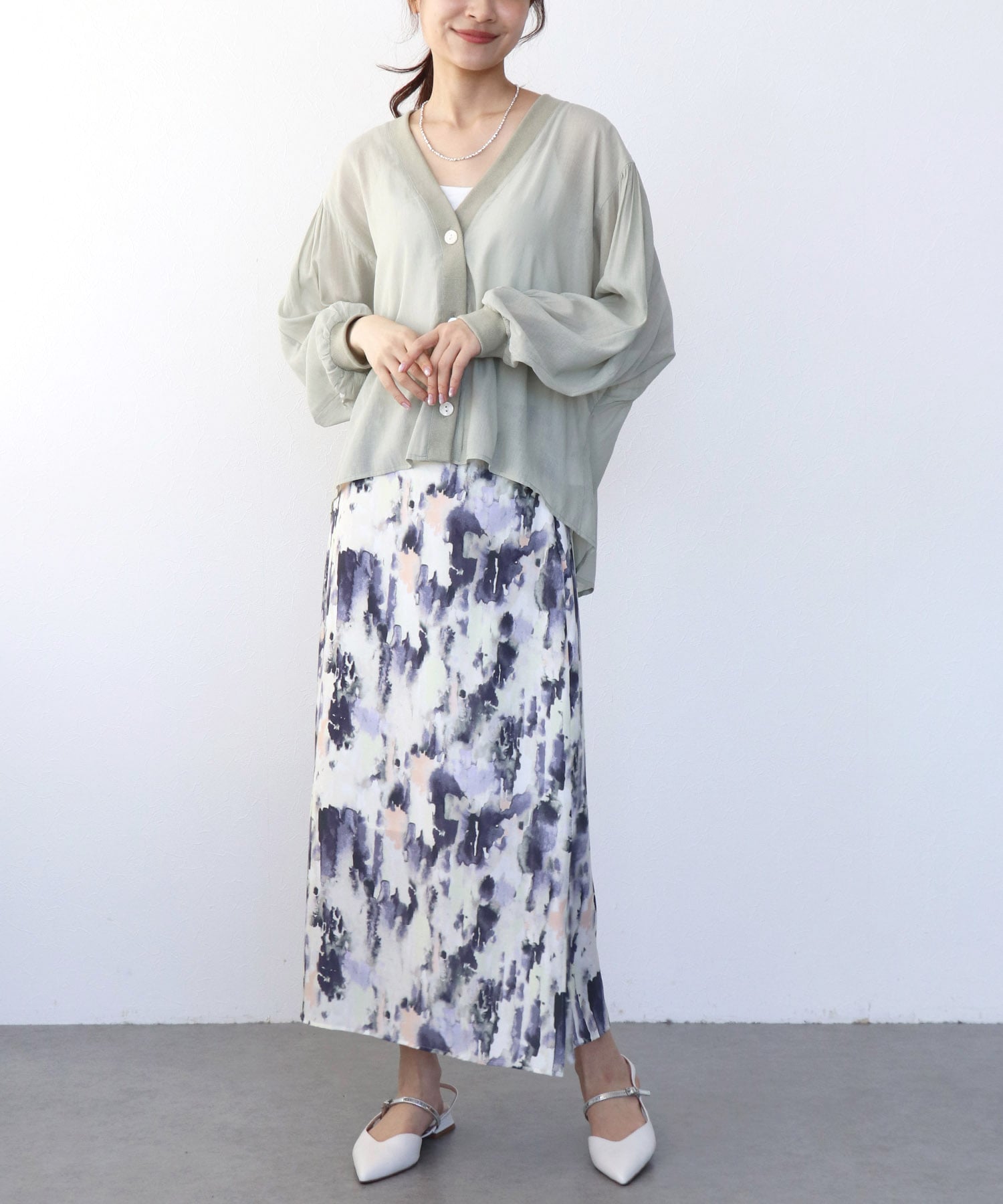 AMARAペイントプリントAラインスカート