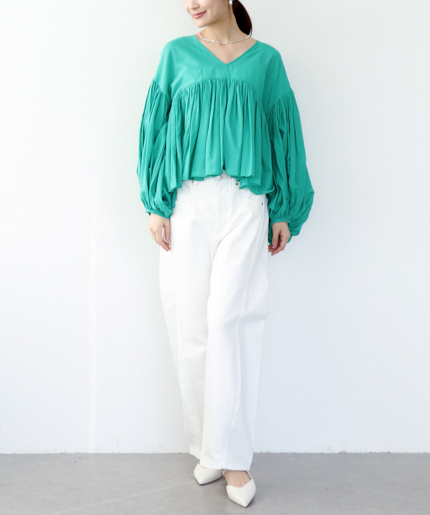 コットンボイルボリュームブラウス