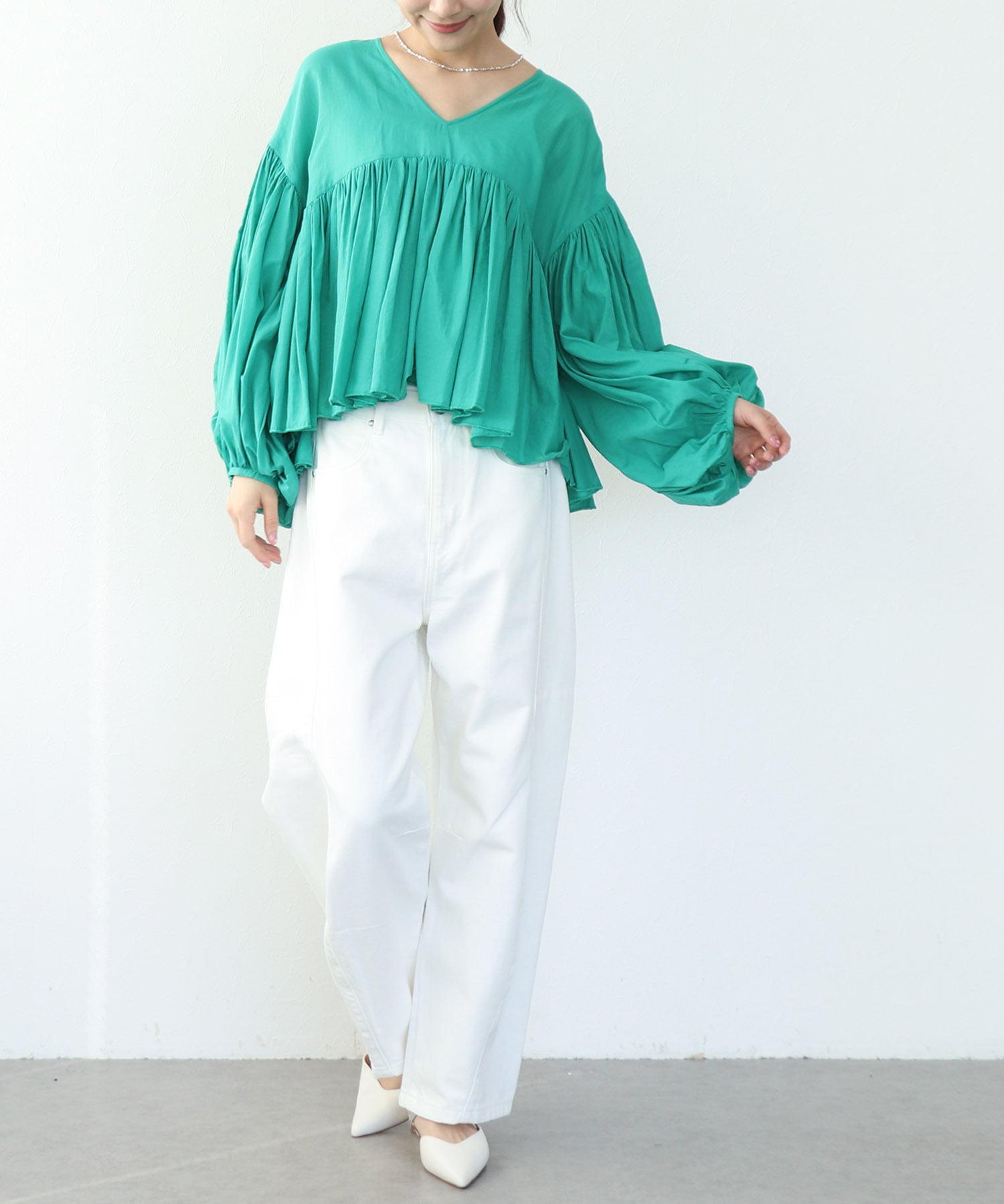 コットンボイルボリュームブラウス