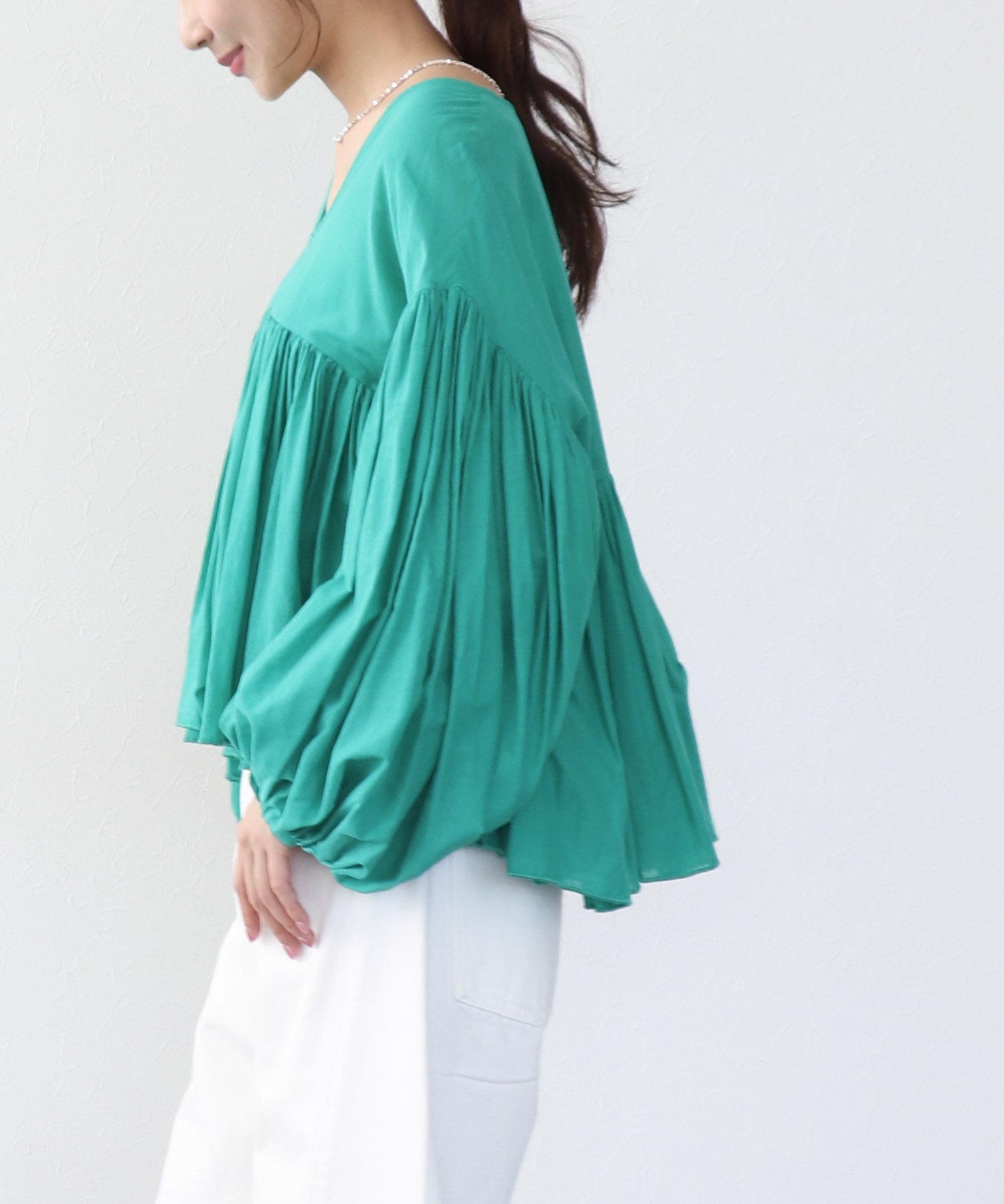 コットンボイルボリュームブラウス