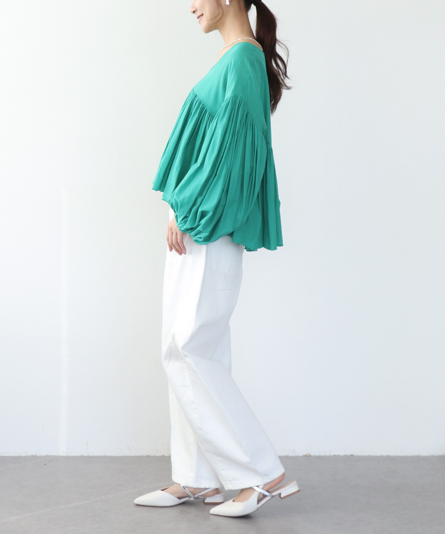 コットンボイルボリュームブラウス