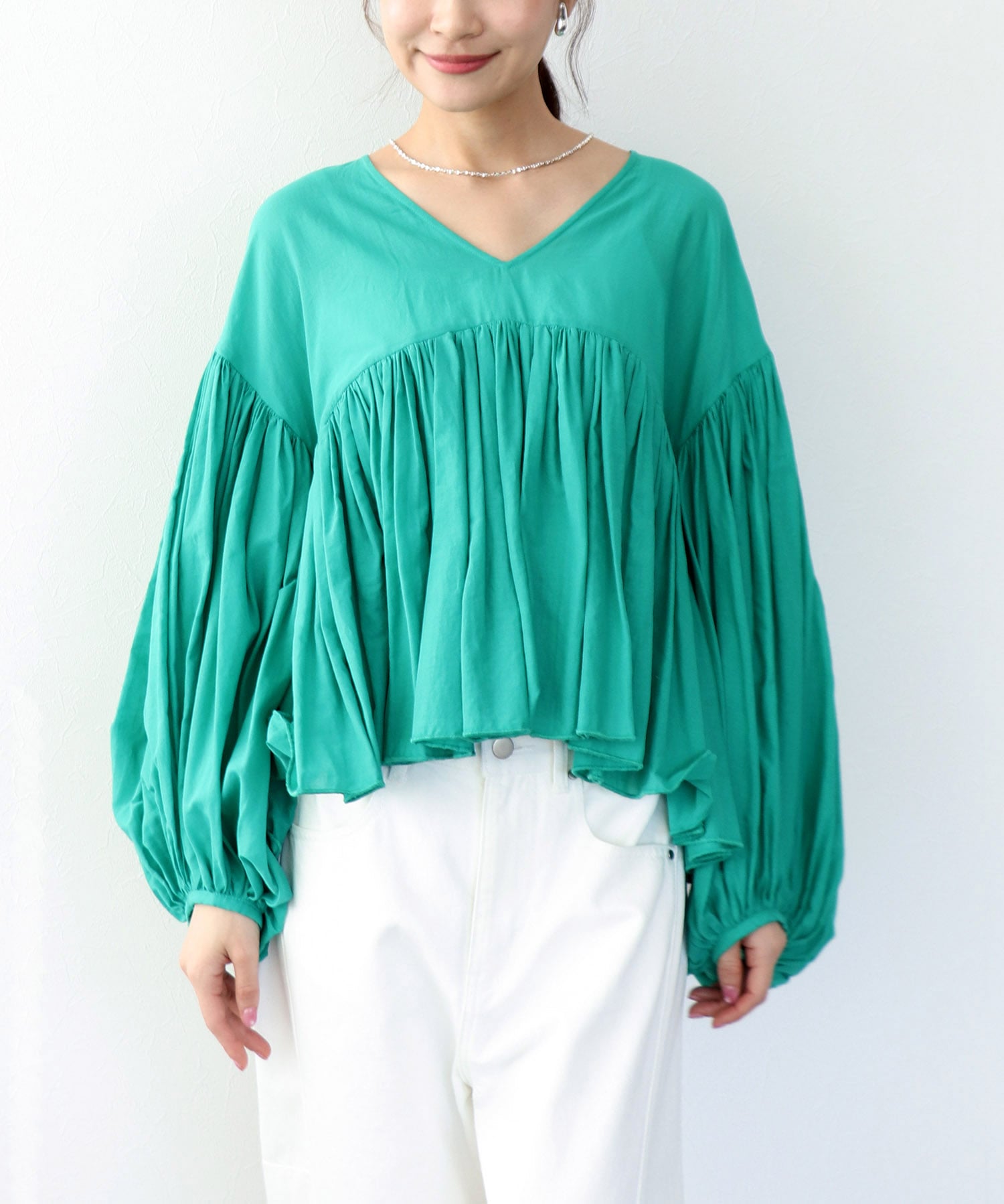 コットンボイルボリュームブラウス