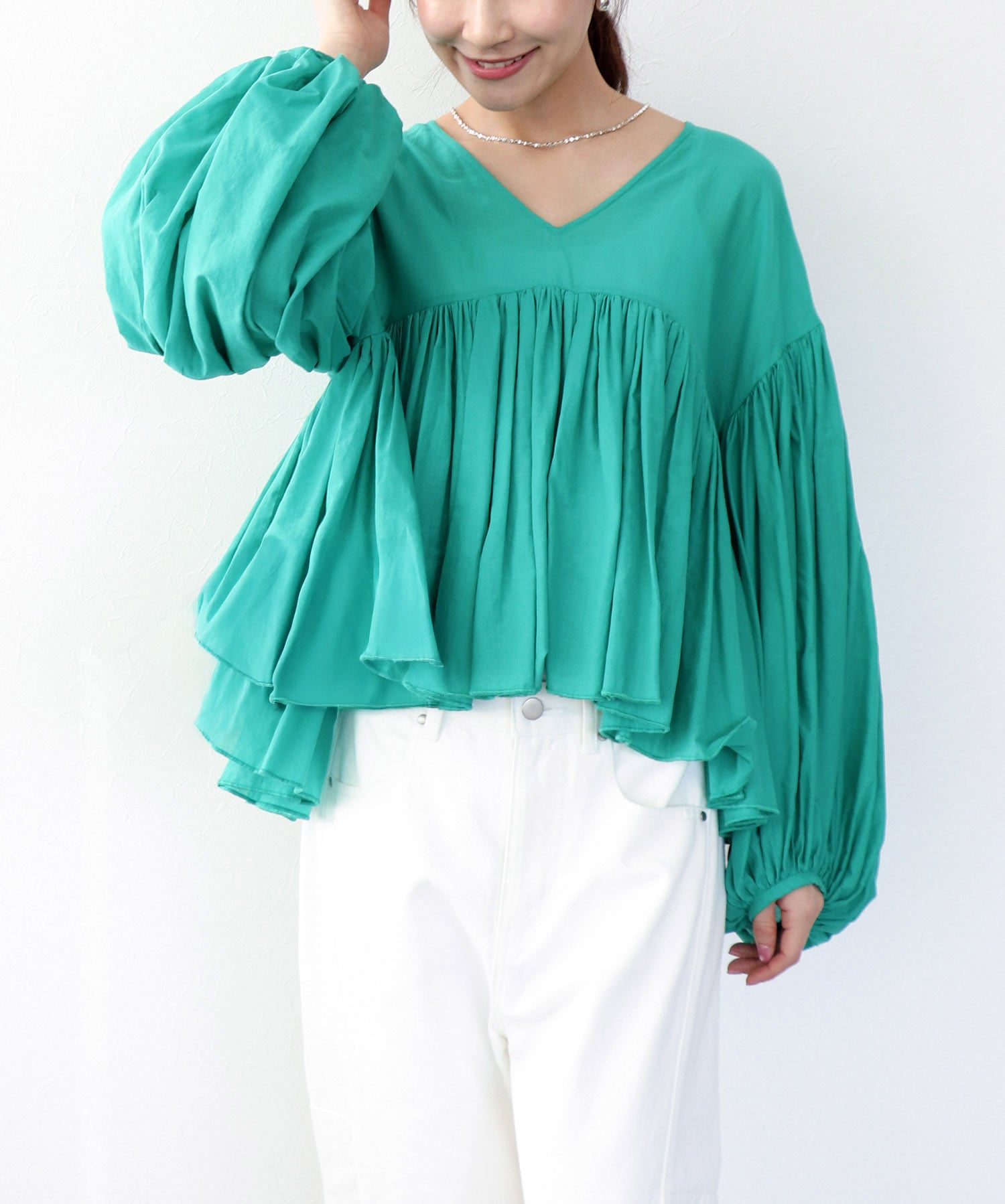 コットンボイルボリュームブラウス