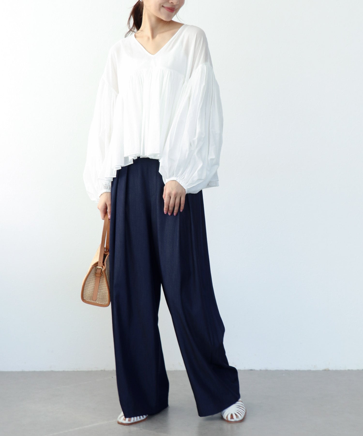 コットンボイルボリュームブラウス