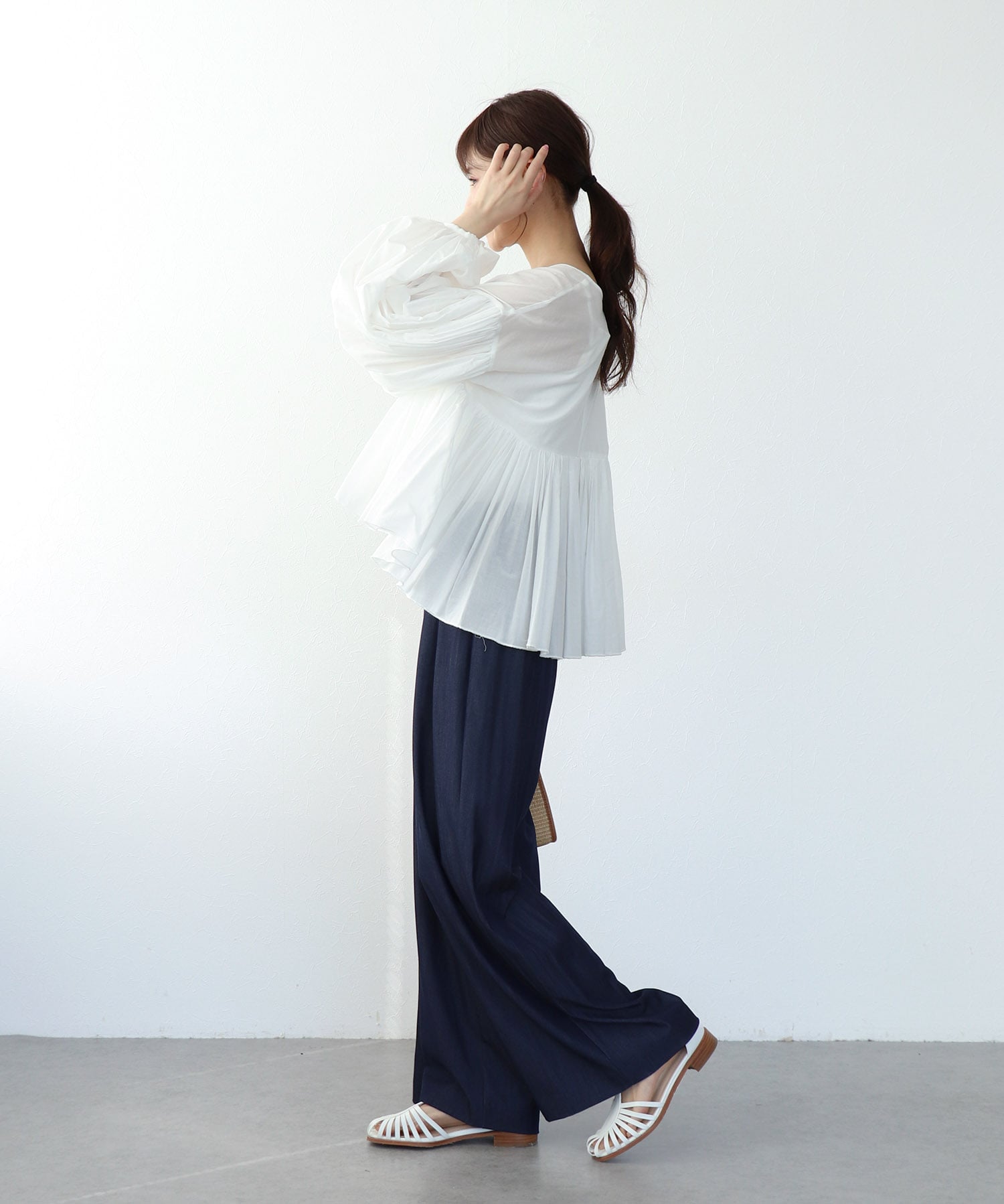 コットンボイルボリュームブラウス