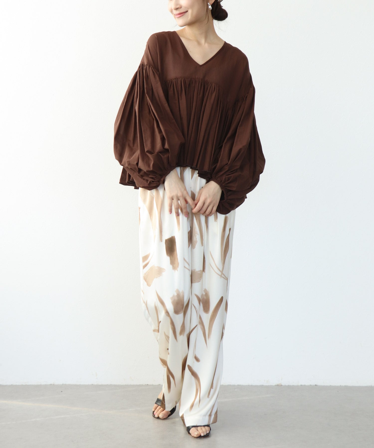 コットンボイルボリュームブラウス