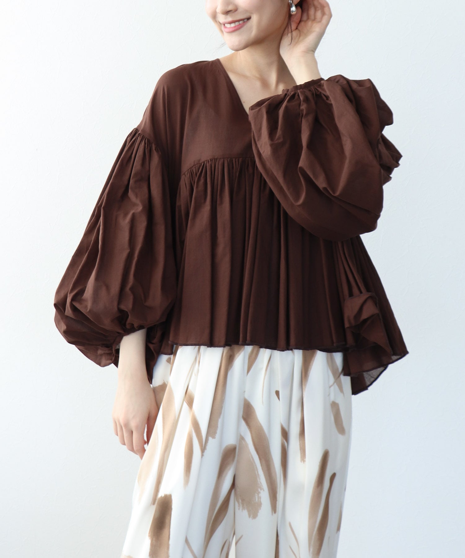 コットンボイルボリュームブラウス