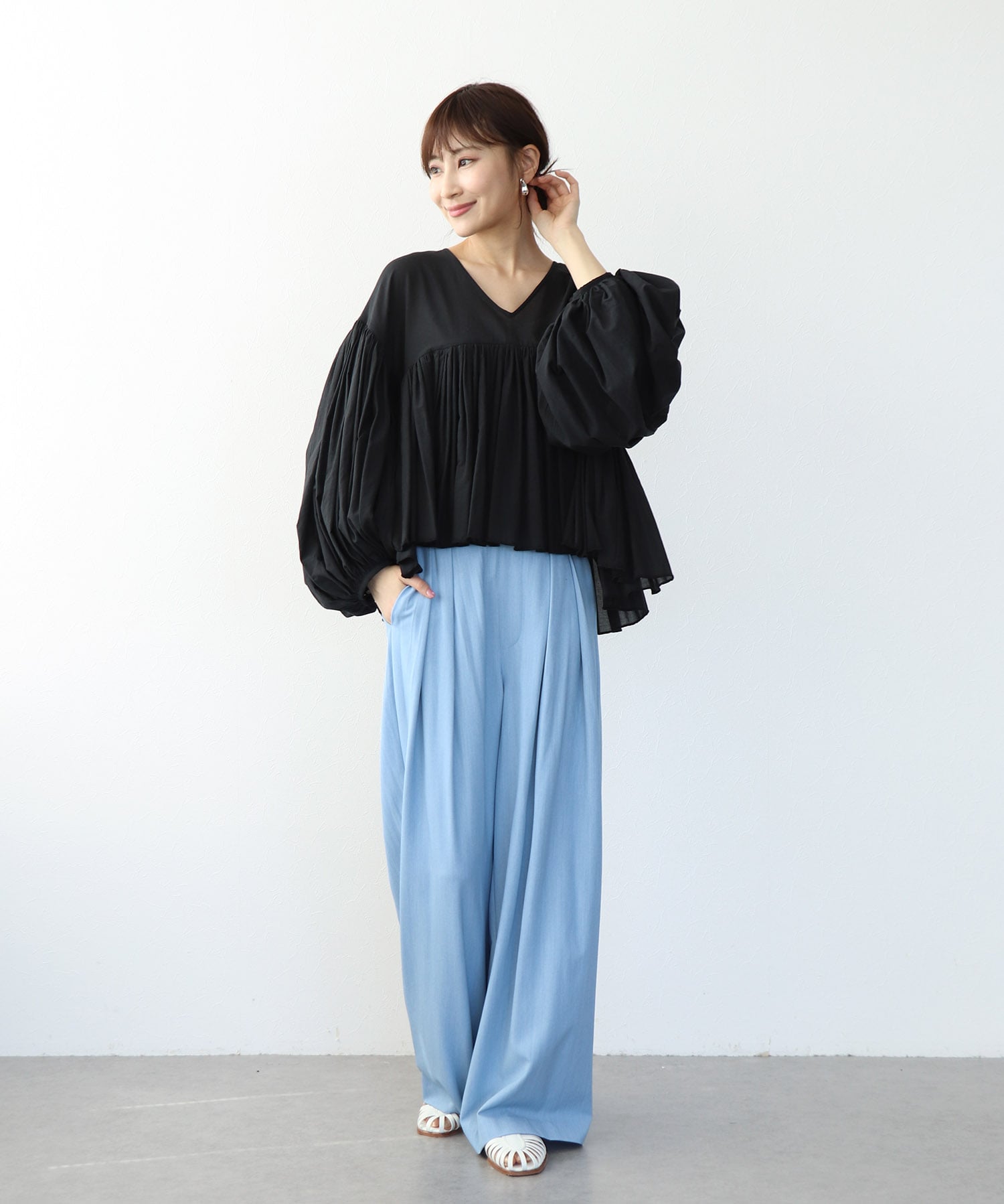 コットンボイルボリュームブラウス