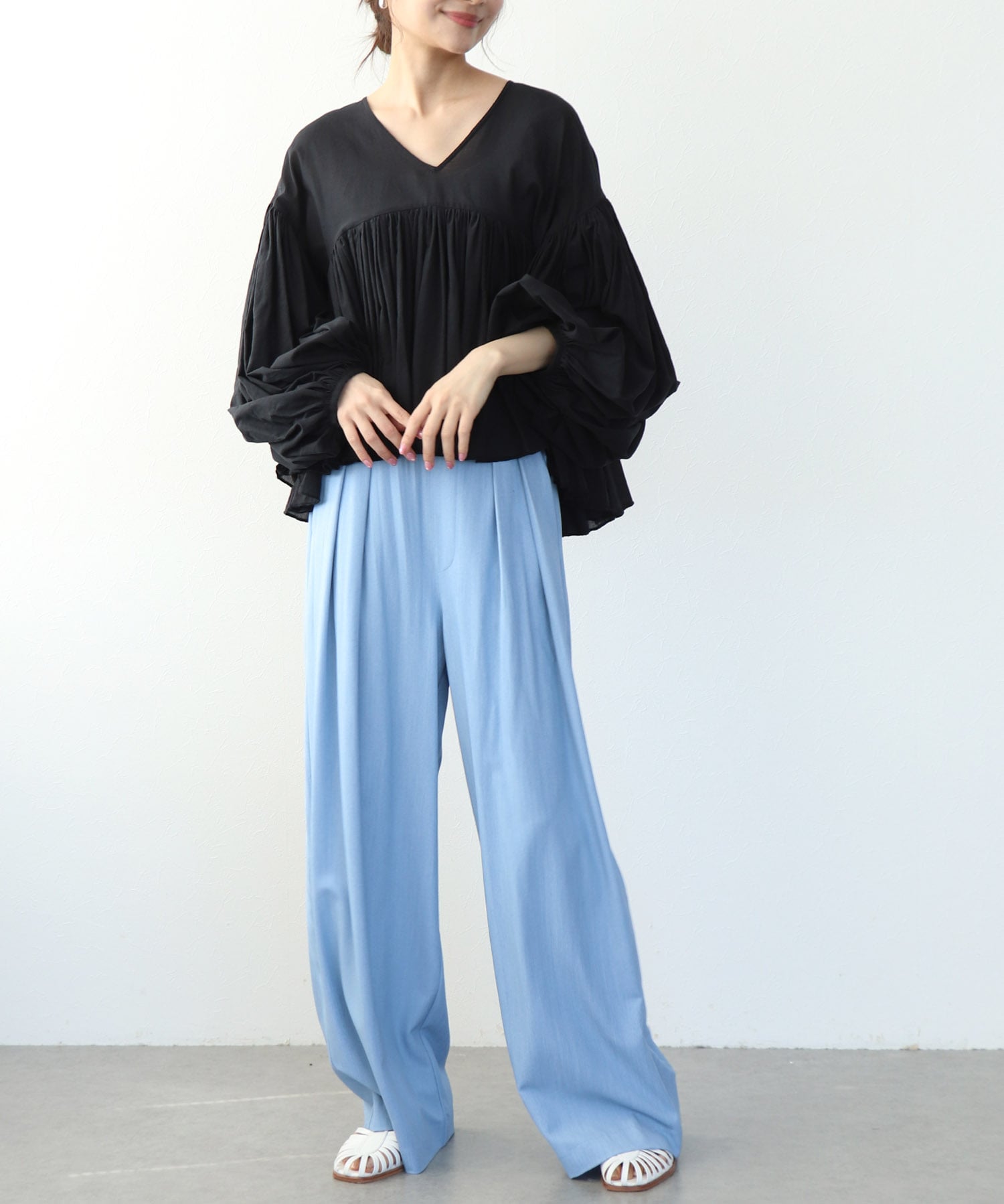 コットンボイルボリュームブラウス