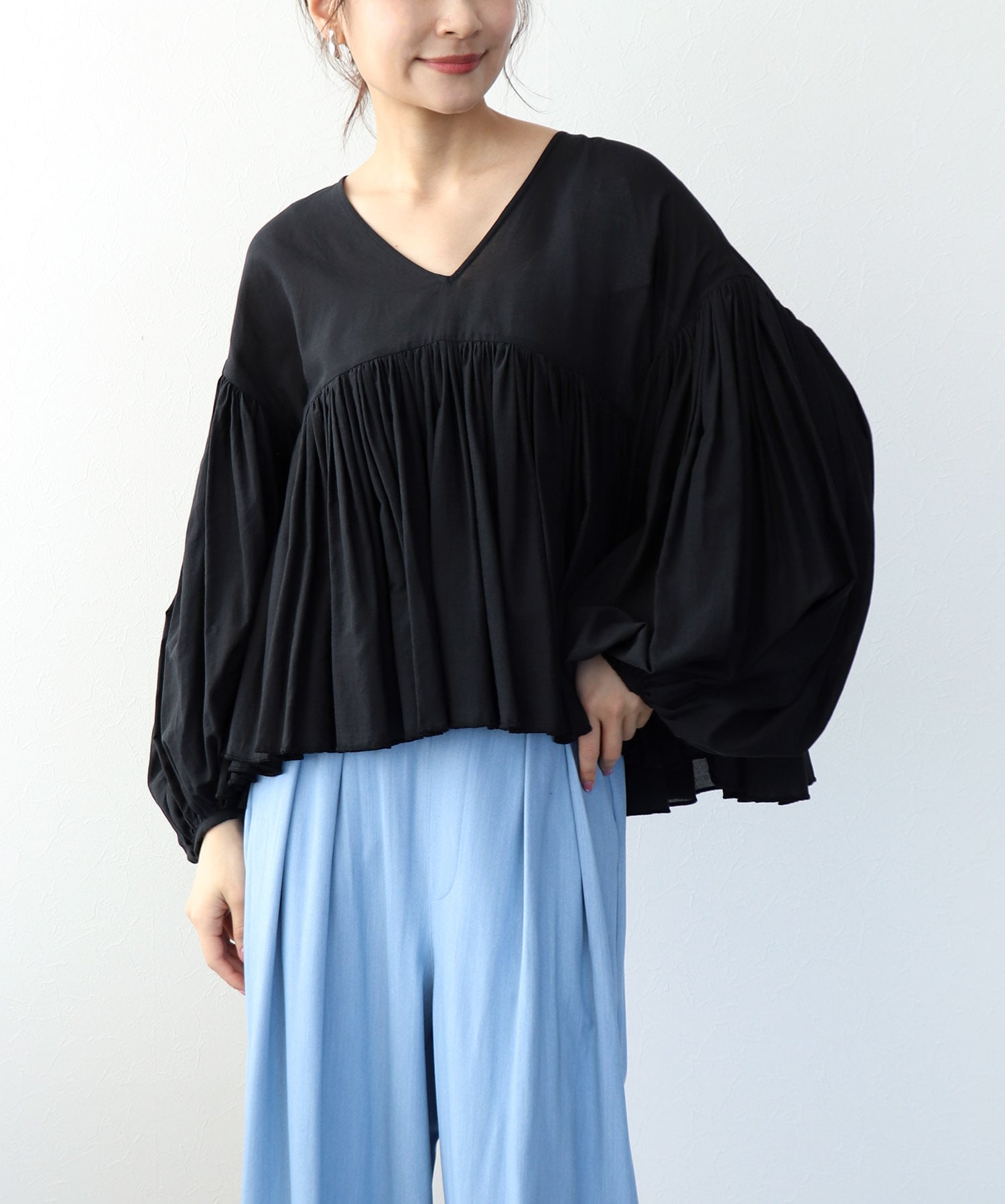 コットンボイルボリュームブラウス