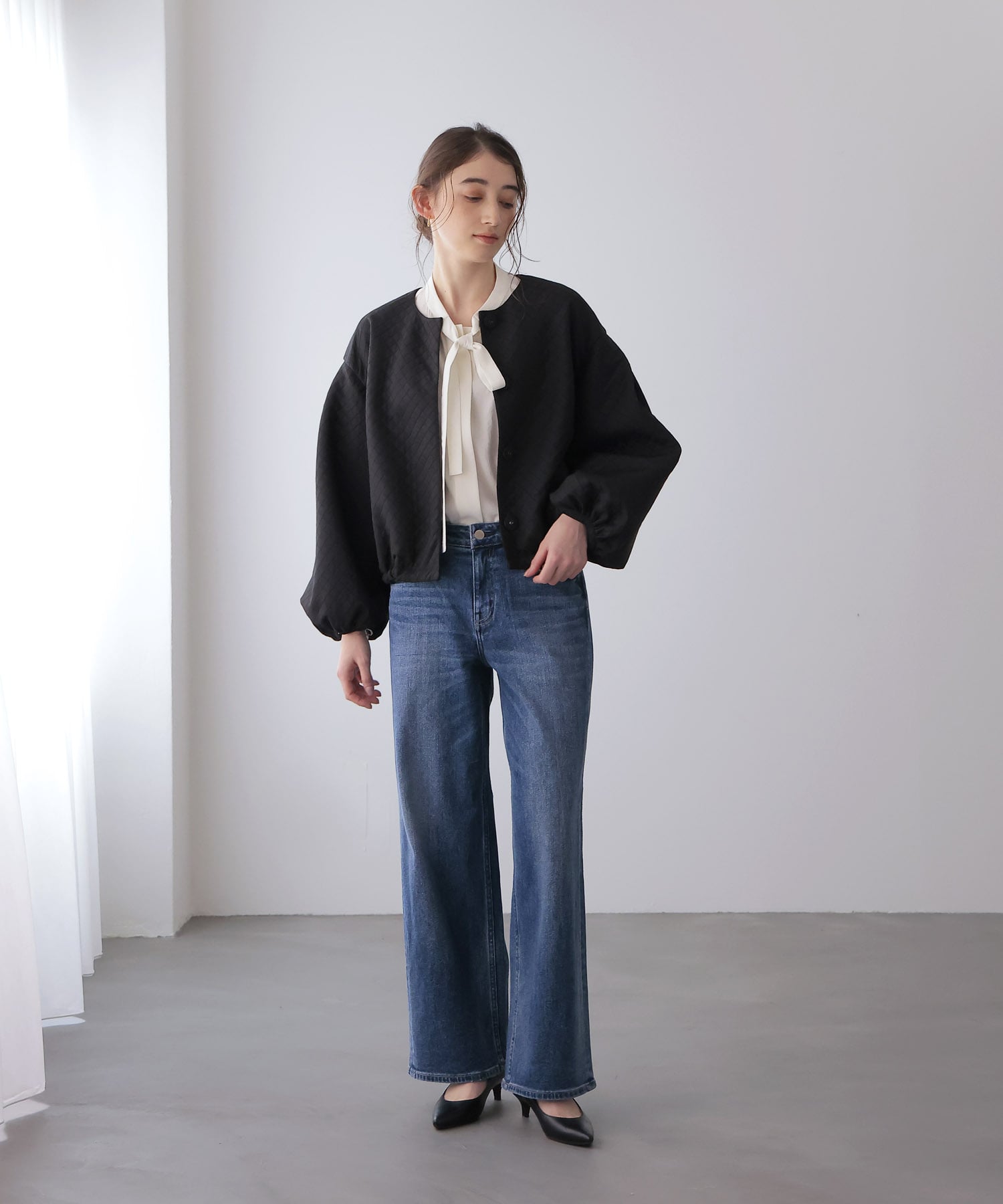 キルティングボリュームスリーブブルゾン