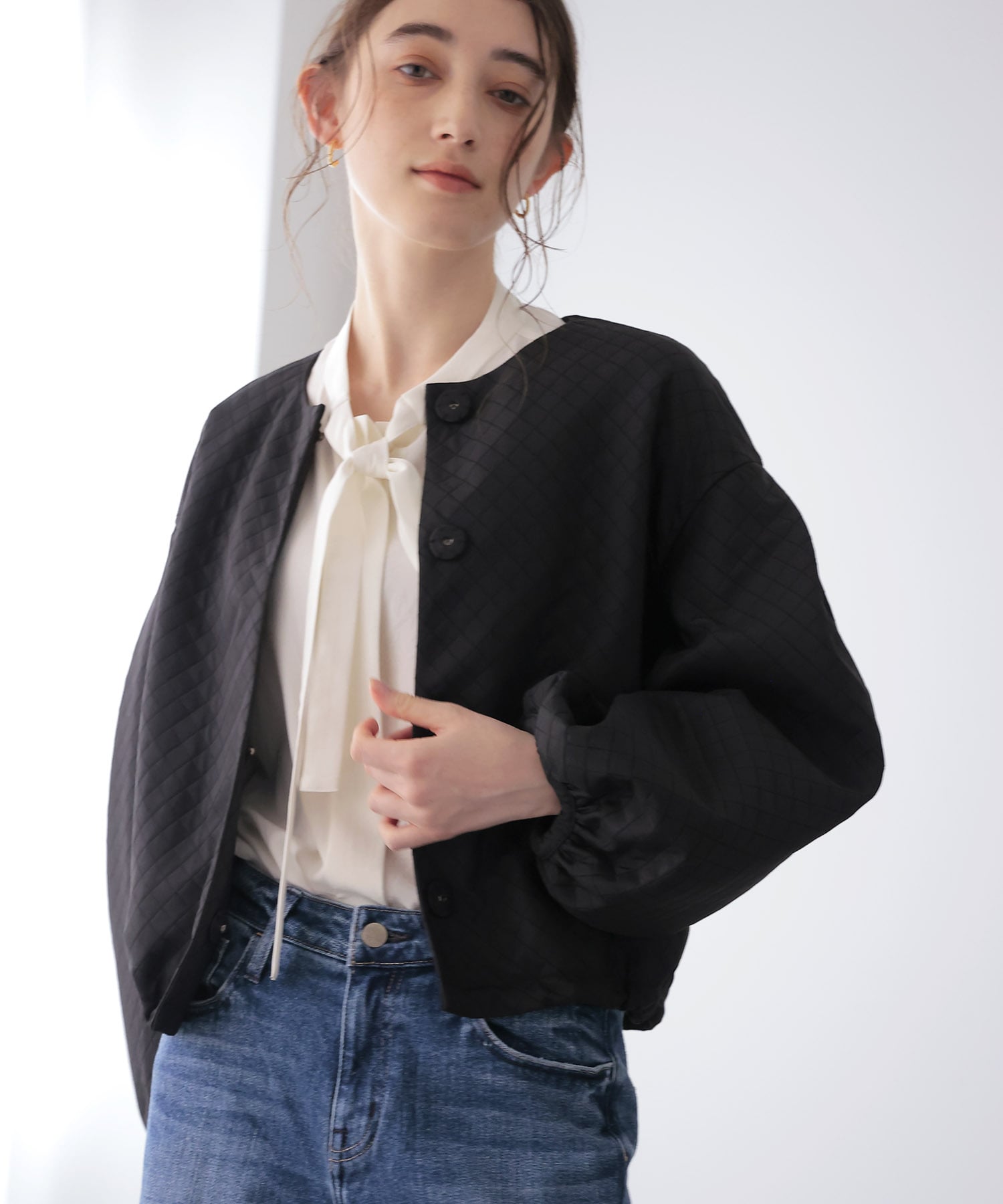キルティングボリュームスリーブブルゾン