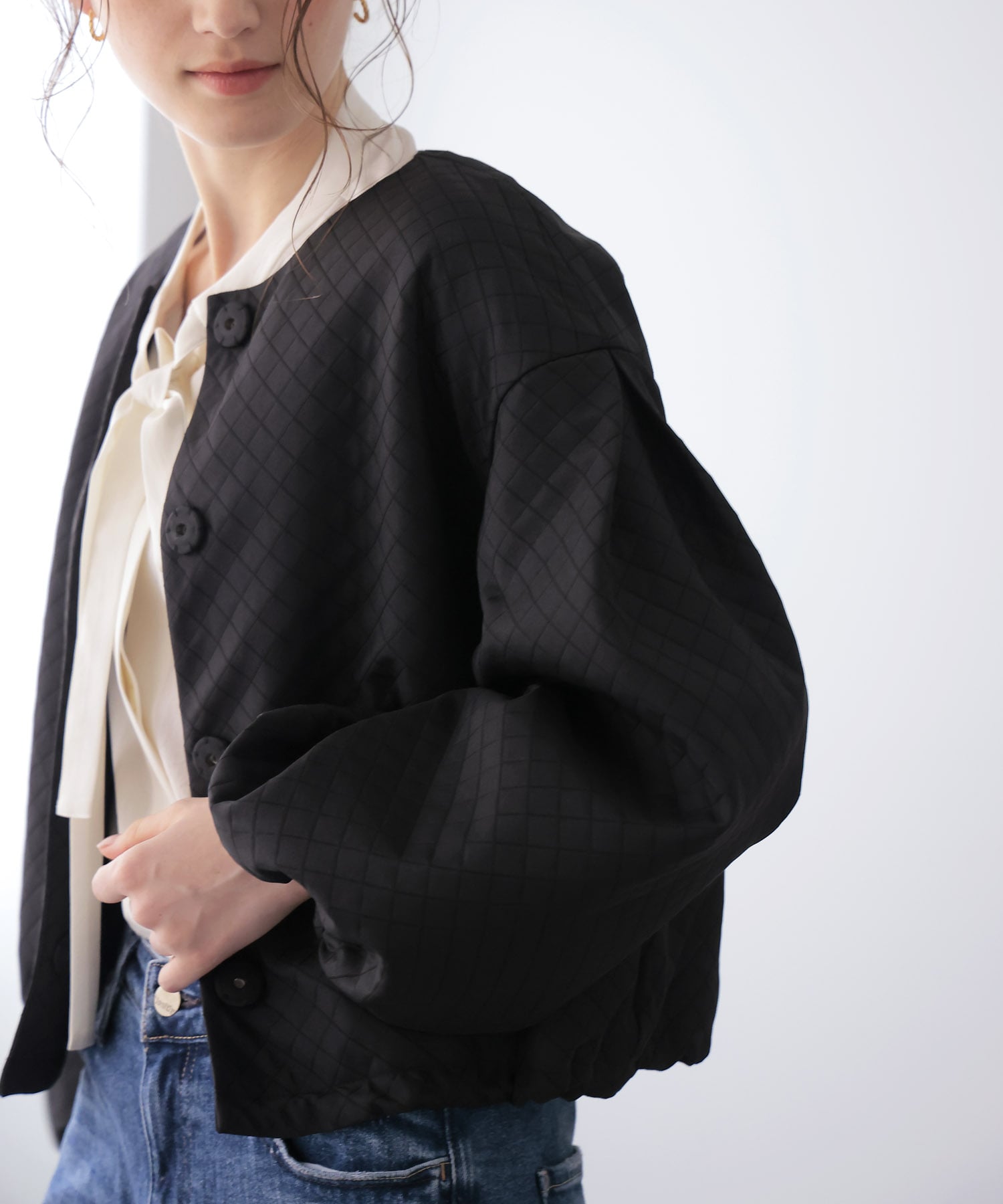キルティングボリュームスリーブブルゾン