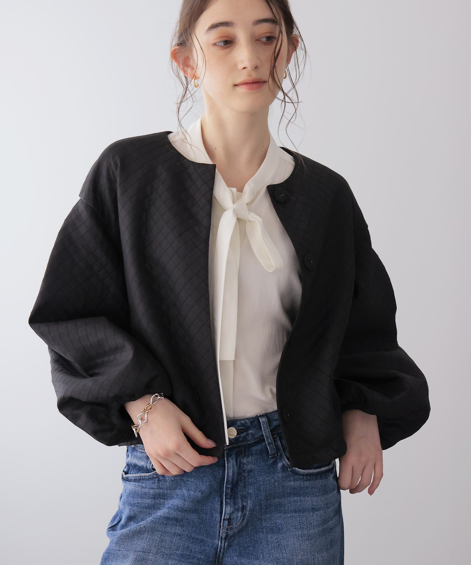 キルティングボリュームスリーブブルゾン