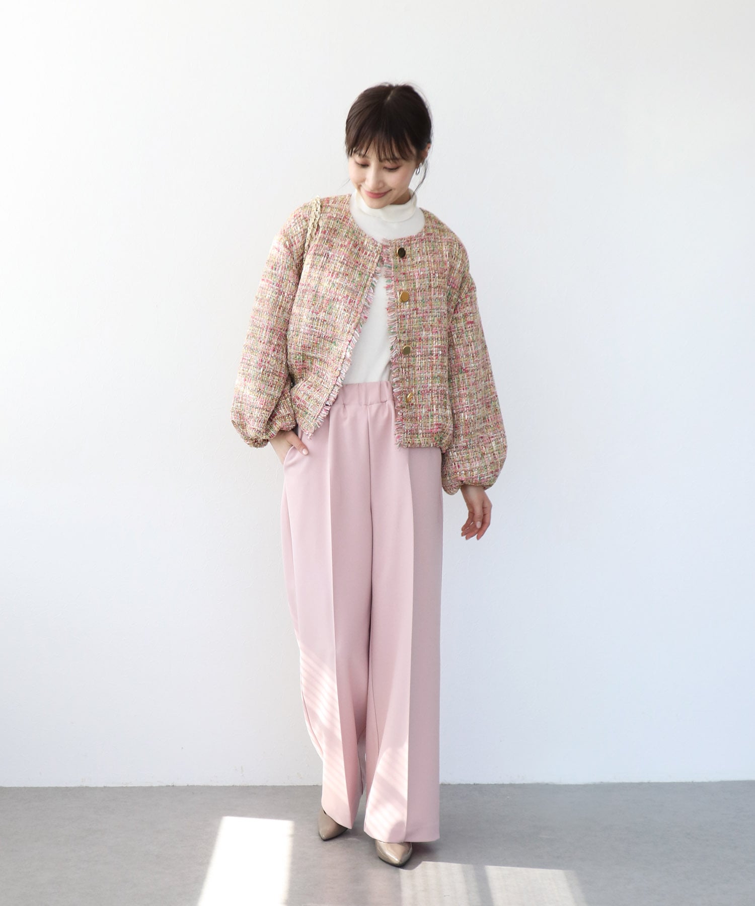 ツィードボリュームスリーブブルゾン