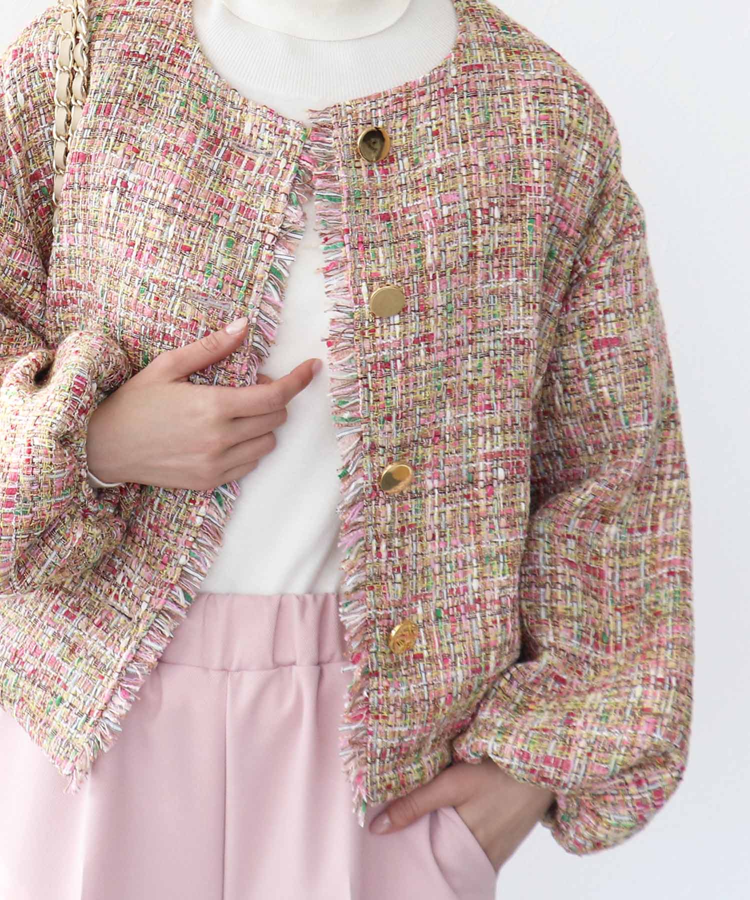 ツィードボリュームスリーブブルゾン