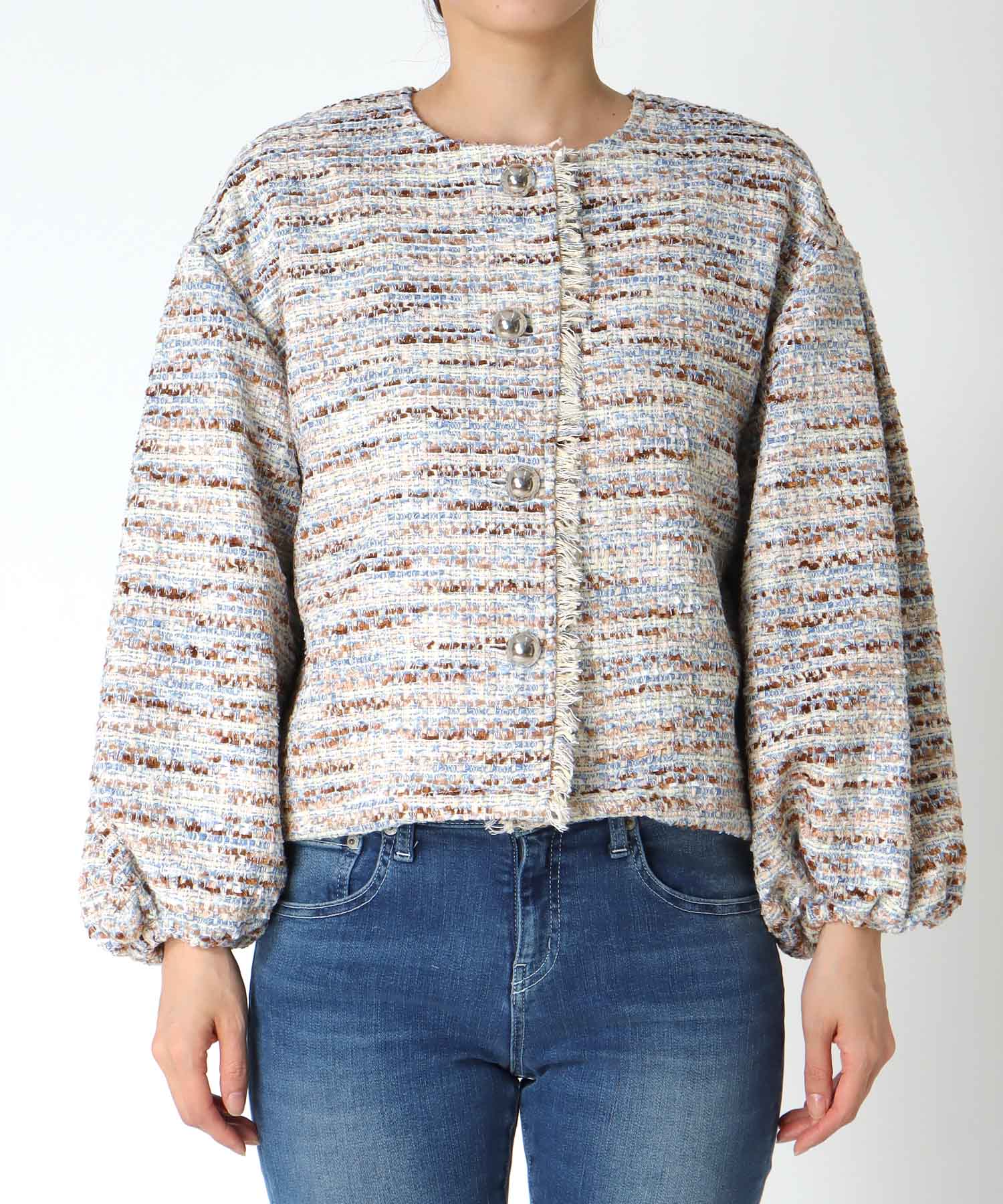 ツィードボリュームスリーブブルゾン