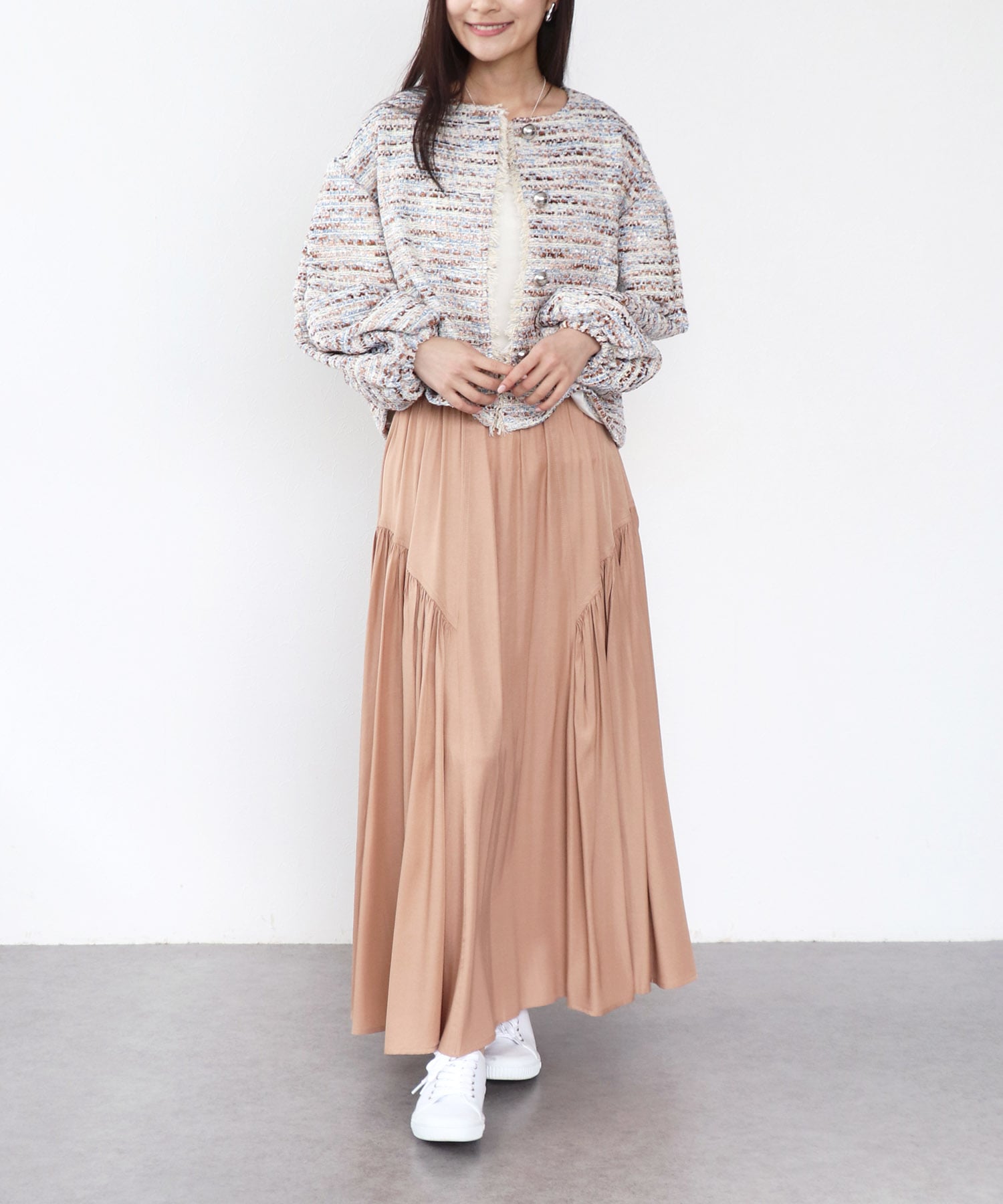 ツィードボリュームスリーブブルゾン