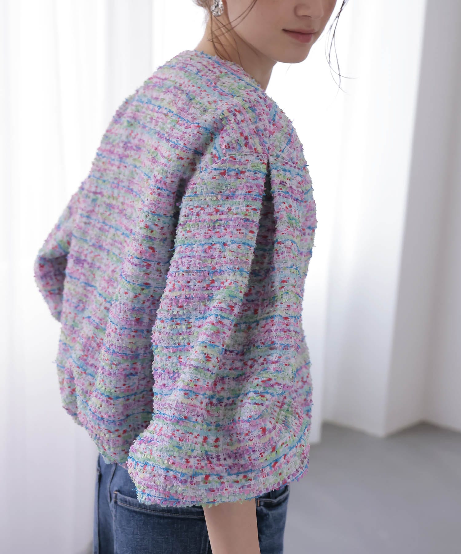 ツィードボリュームスリーブブルゾン