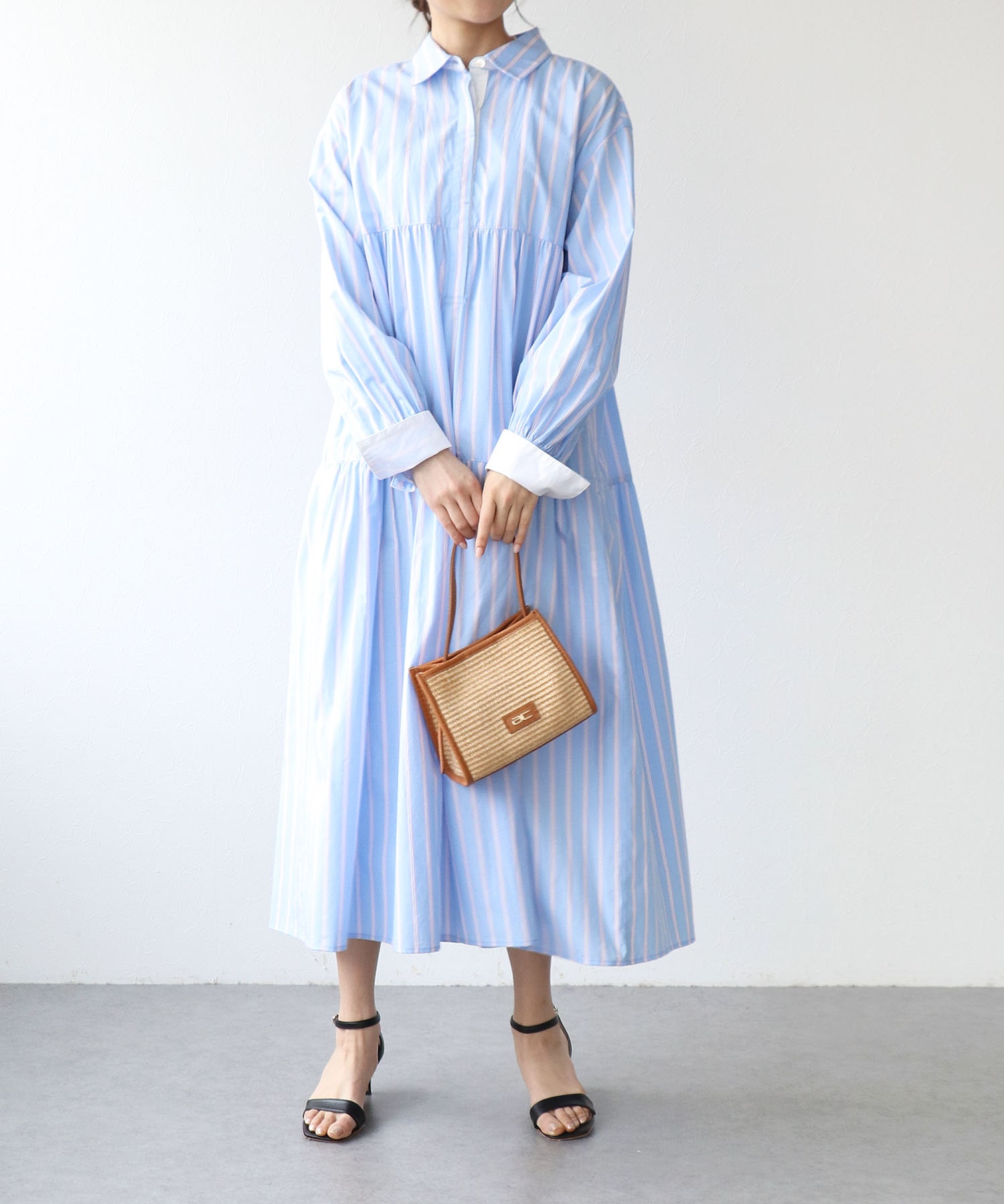 ストライプティアードワンピース