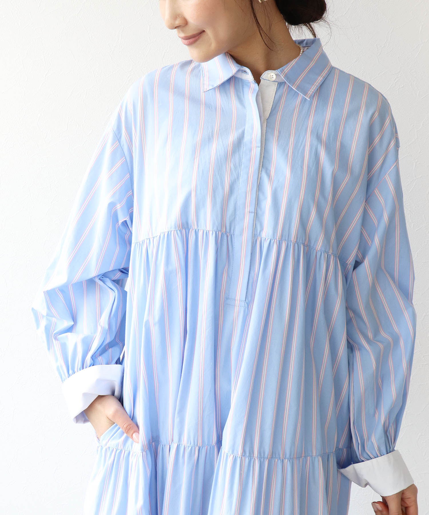 ストライプティアードワンピース