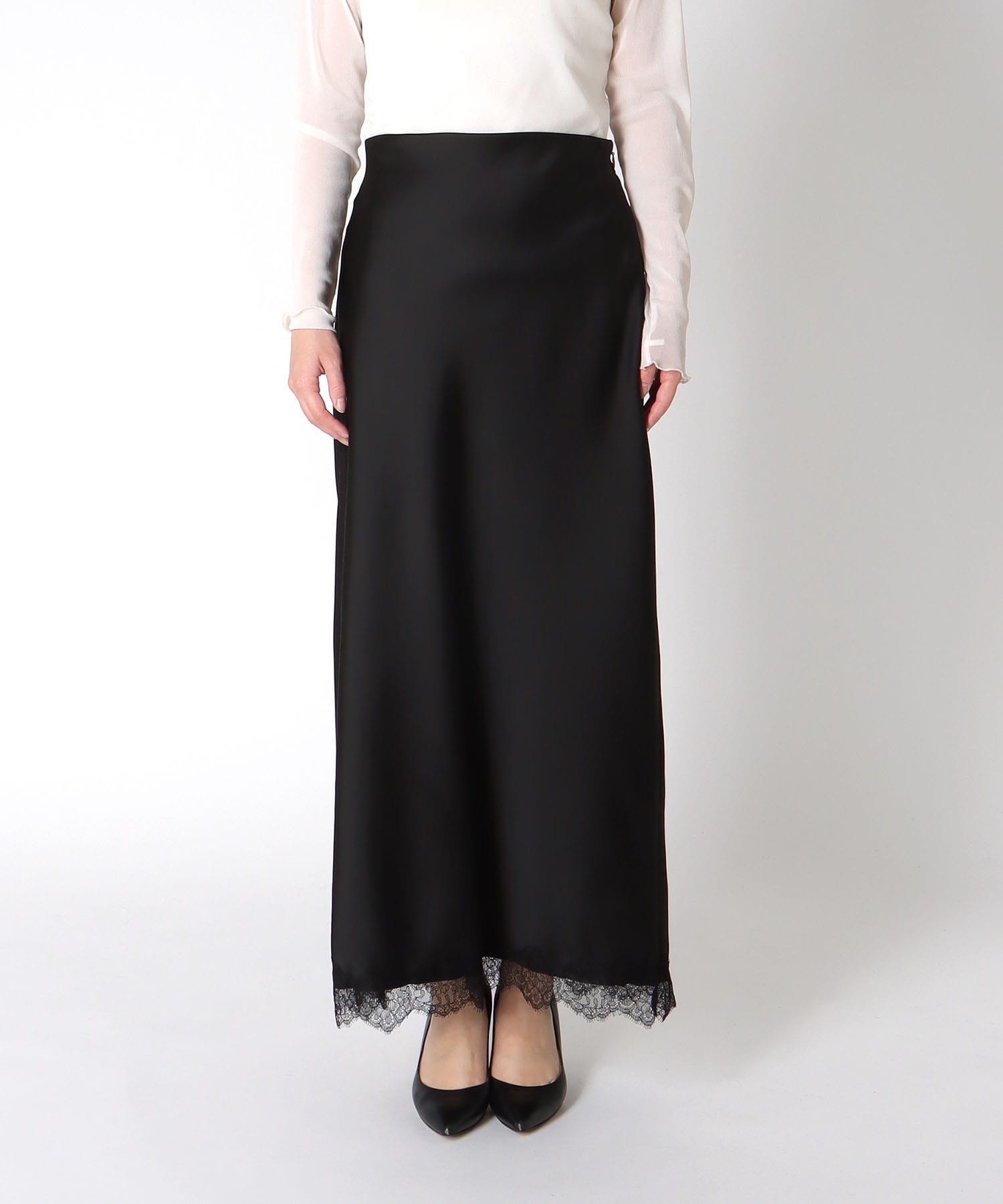サテン×レース バイアススカート