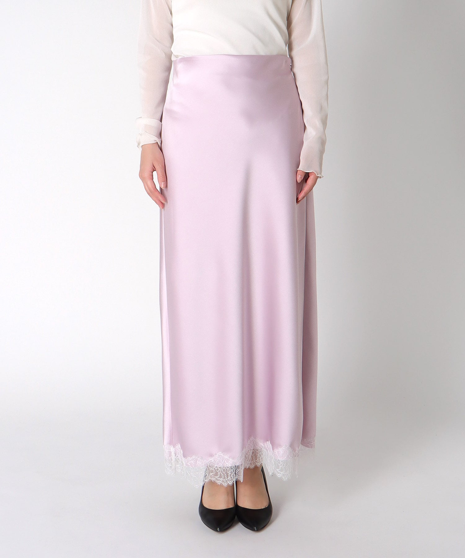 サテン×レース バイアススカート