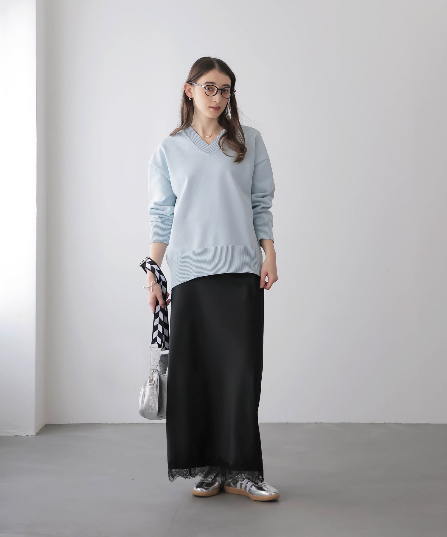 サテン×レース バイアススカート