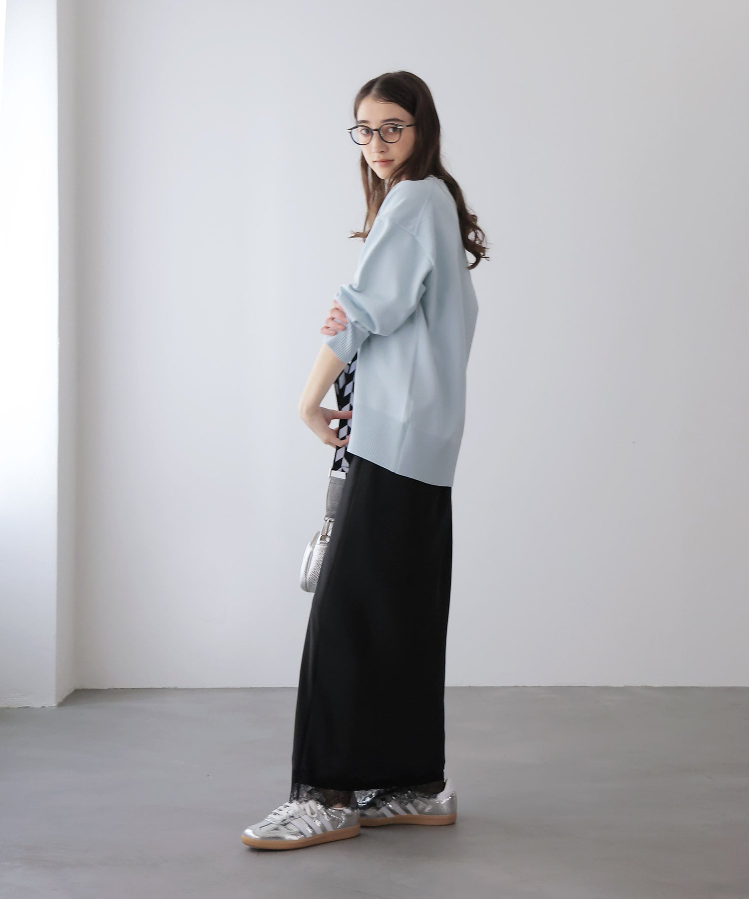 サテン×レース バイアススカート