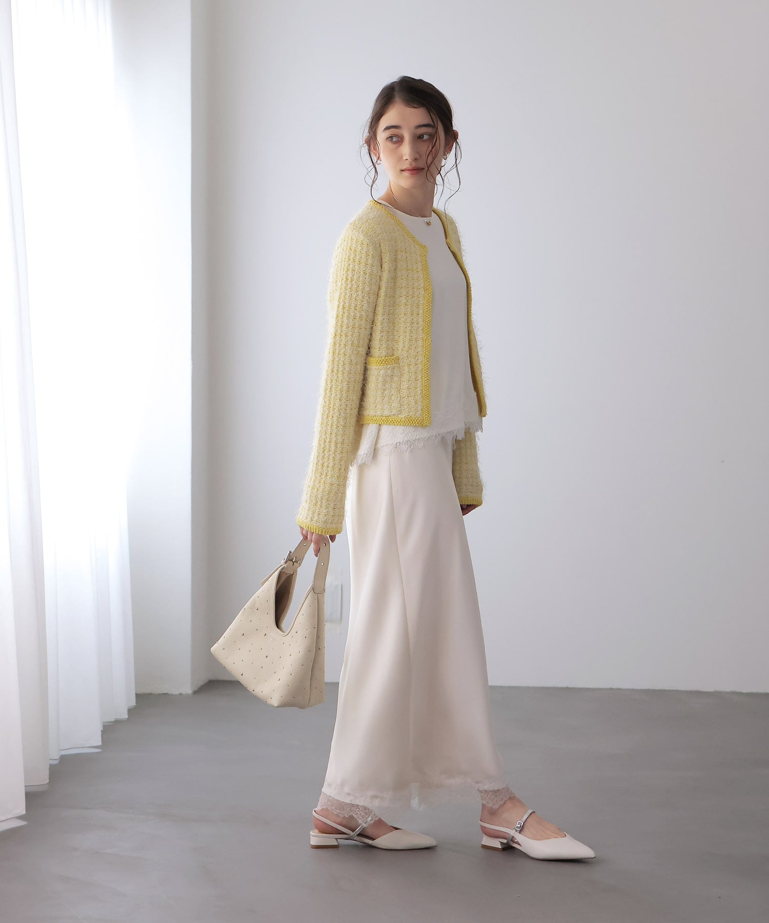 サテン×レース バイアススカート