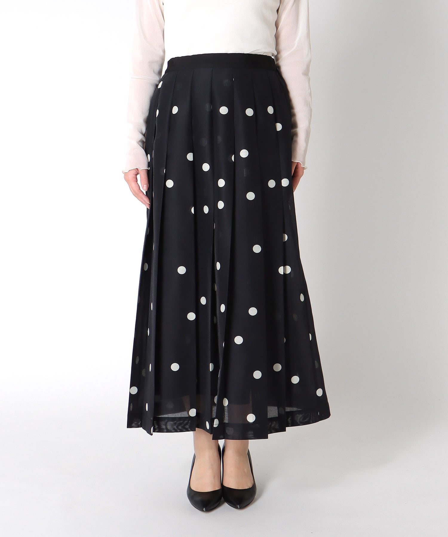 ドット柄プリーツスカート