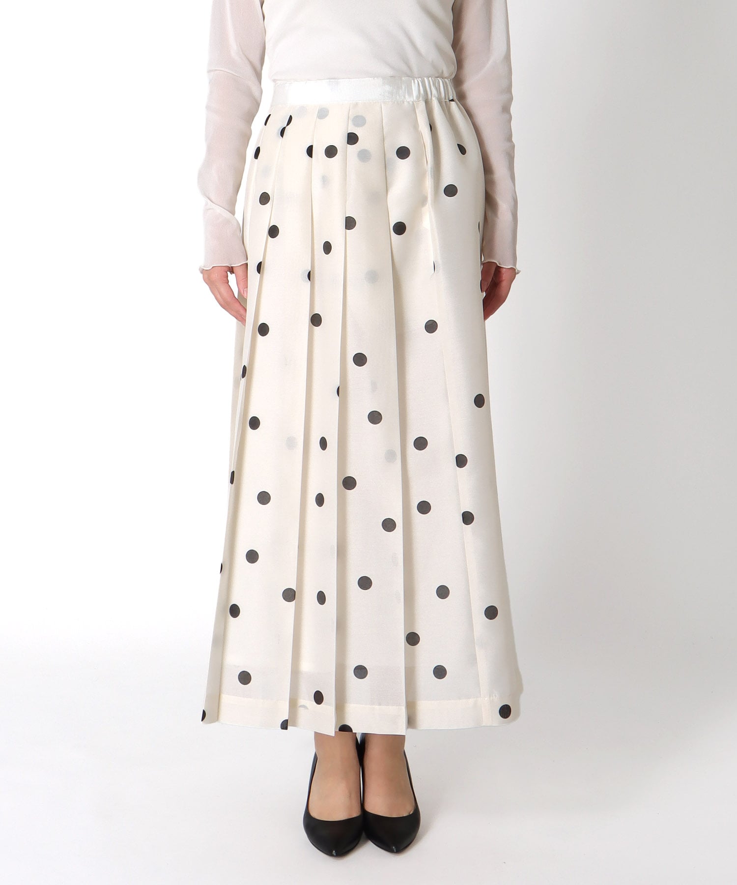 ドット柄プリーツスカート