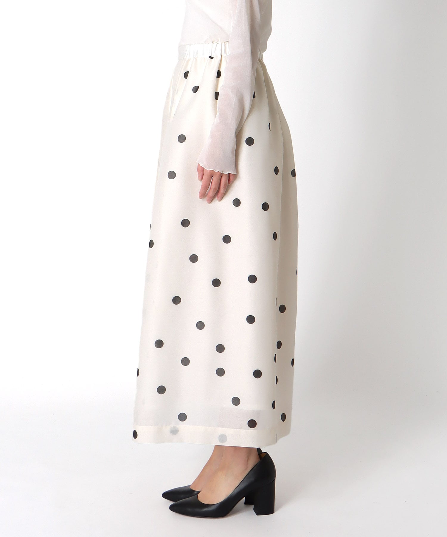 ドット柄プリーツスカート