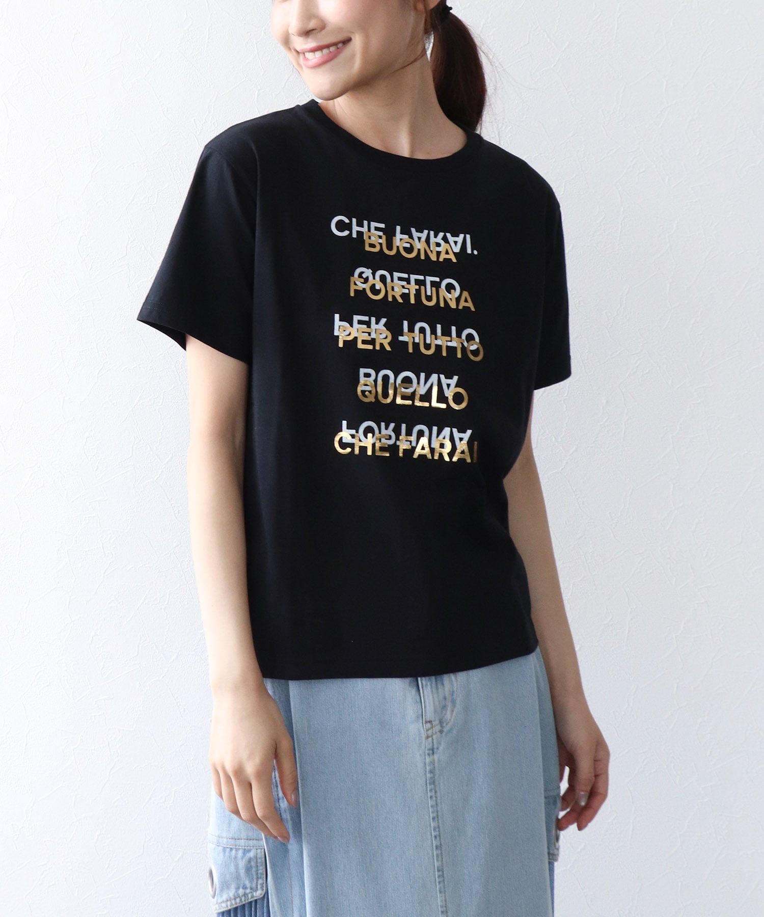 箔ロゴプリントTシャツ
