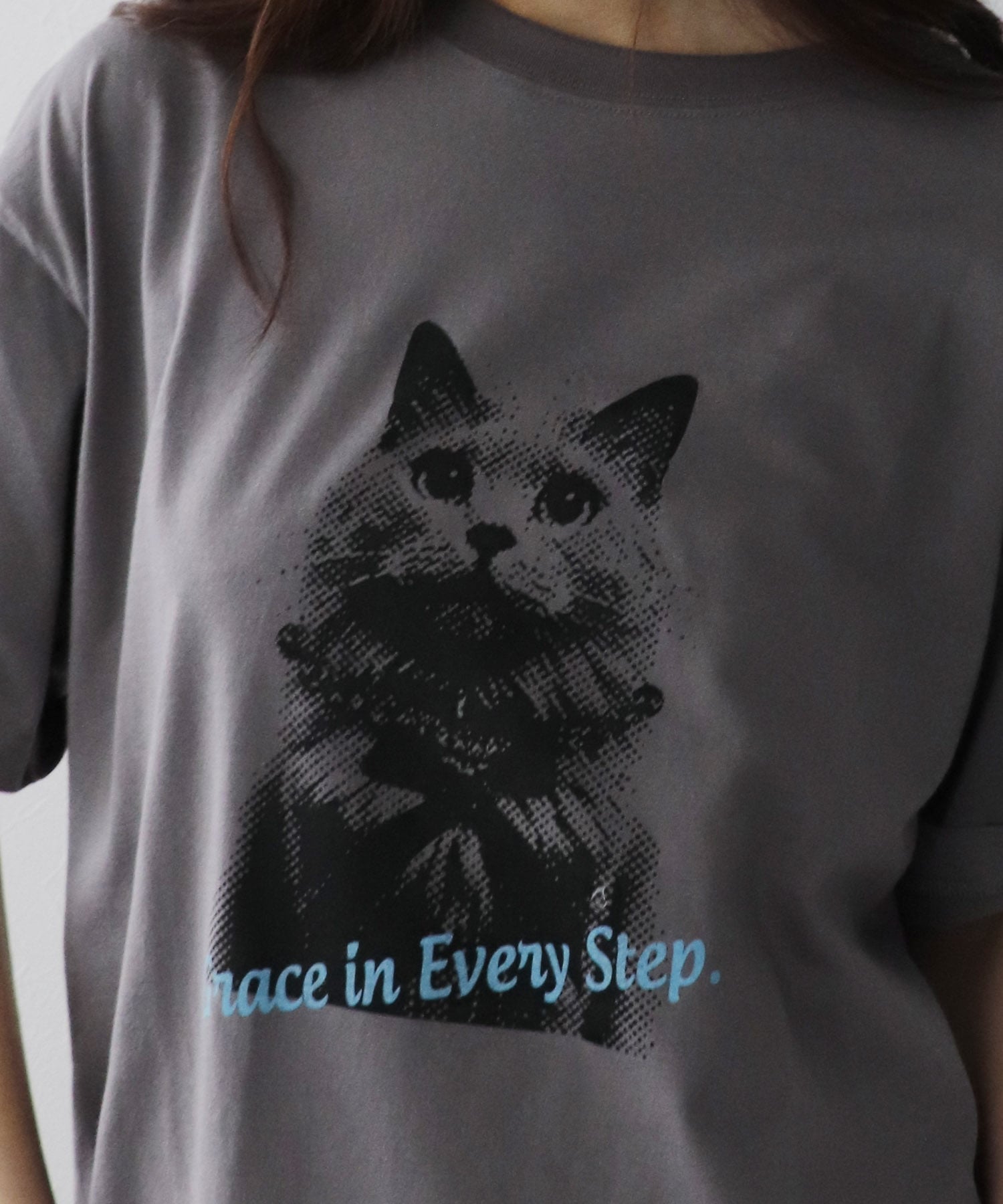 猫フォトプリントＴシャツ