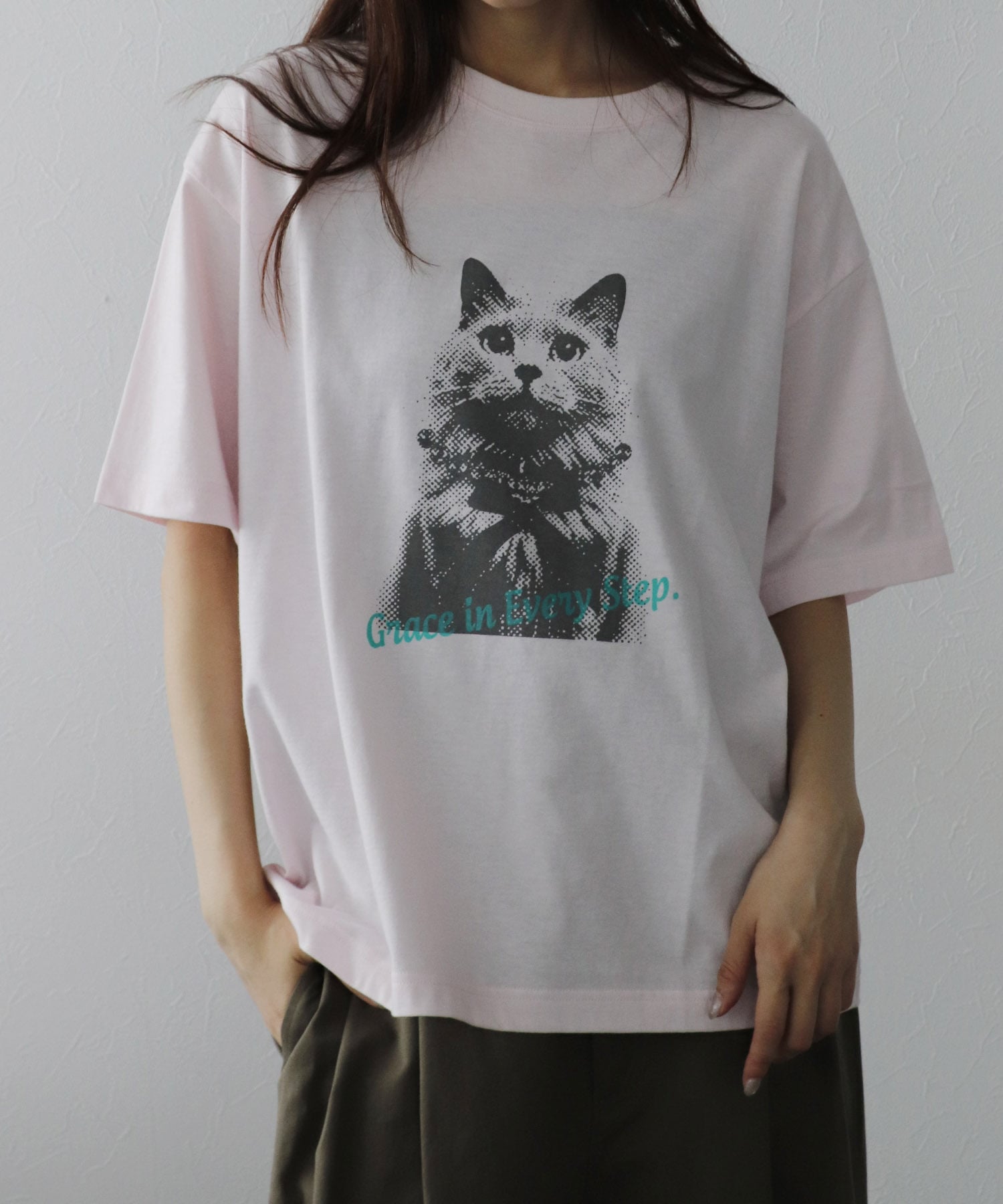 猫フォトプリントＴシャツ