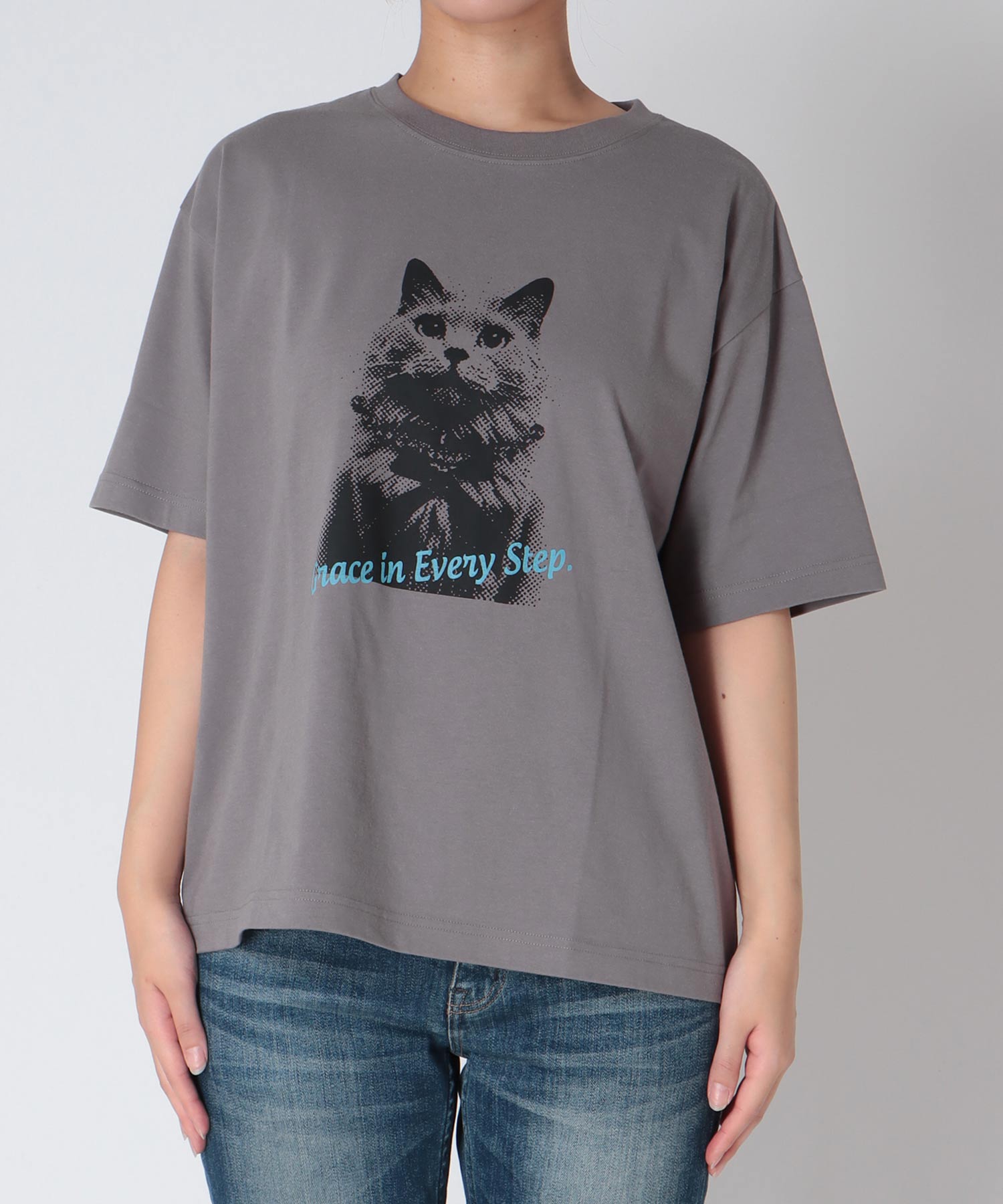 猫フォトプリントＴシャツ