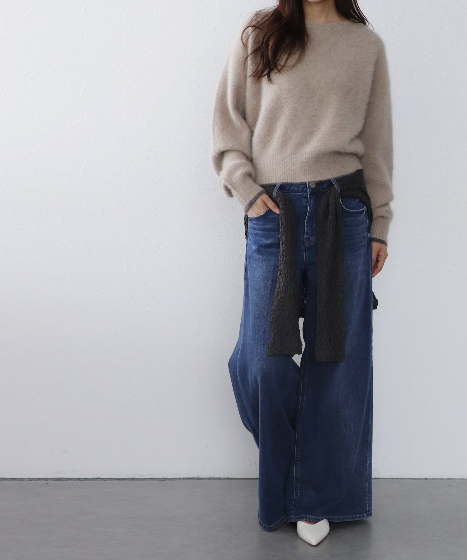 フォックスカシミヤクルーネックプルオーバー