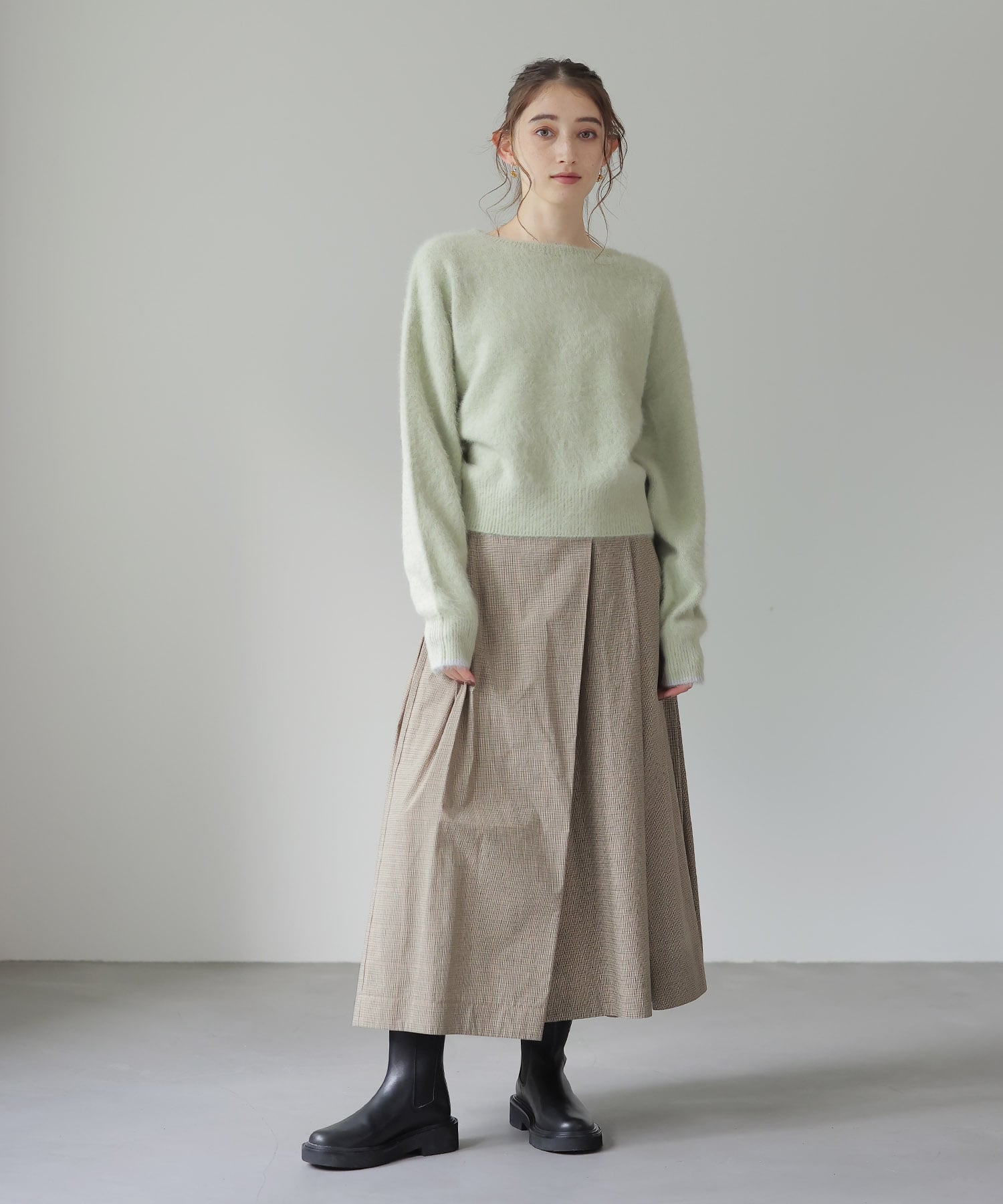 フォックスカシミヤクルーネックプルオーバー
