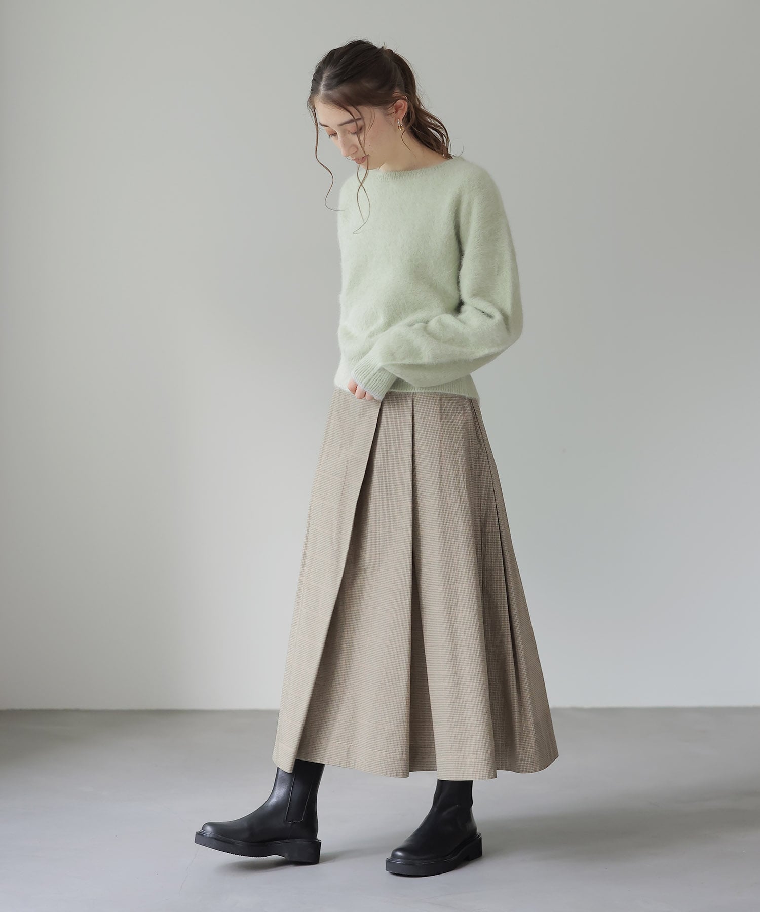 フォックスカシミヤクルーネックプルオーバー