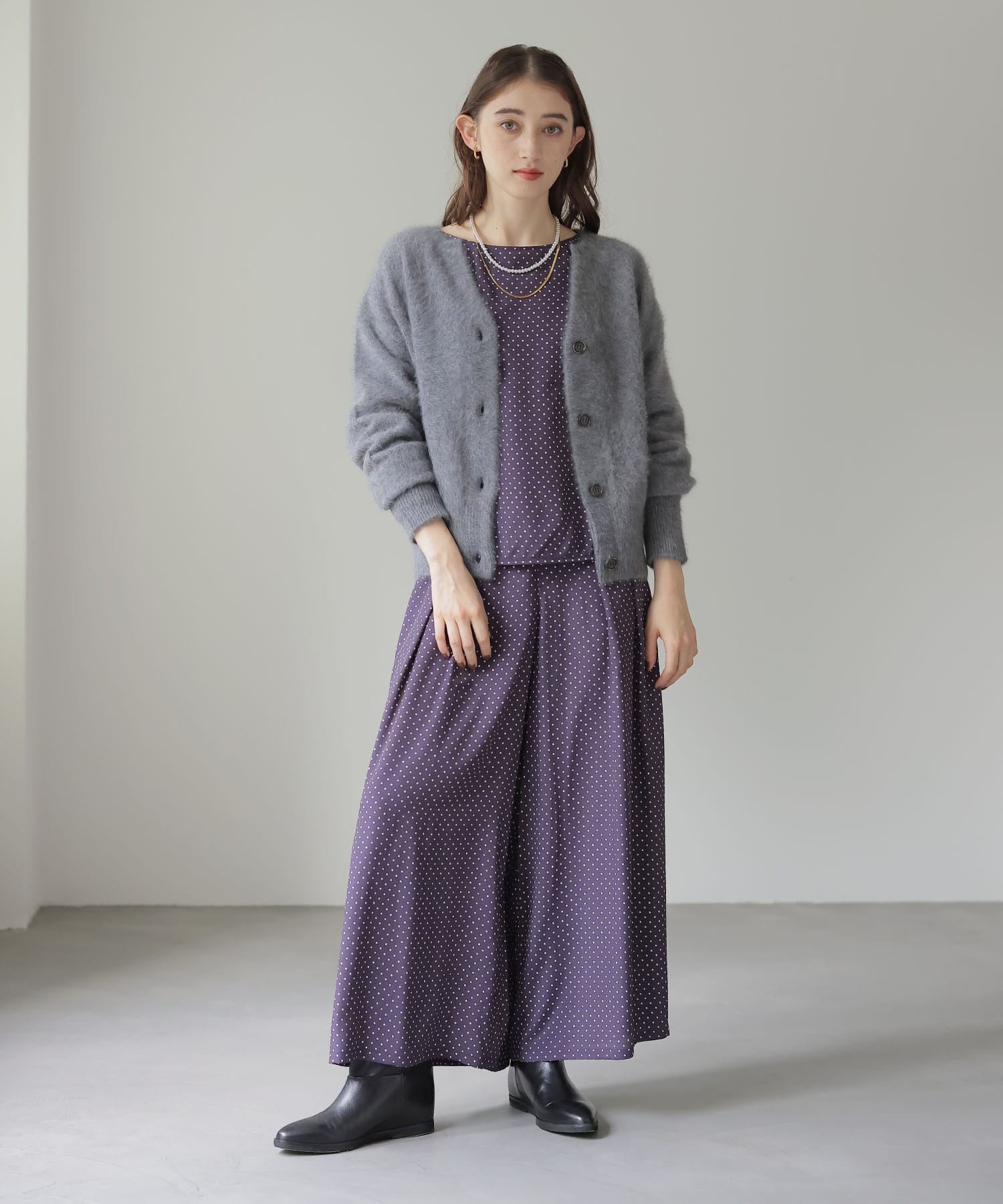 フォックスカシミヤキーネックカーディガン