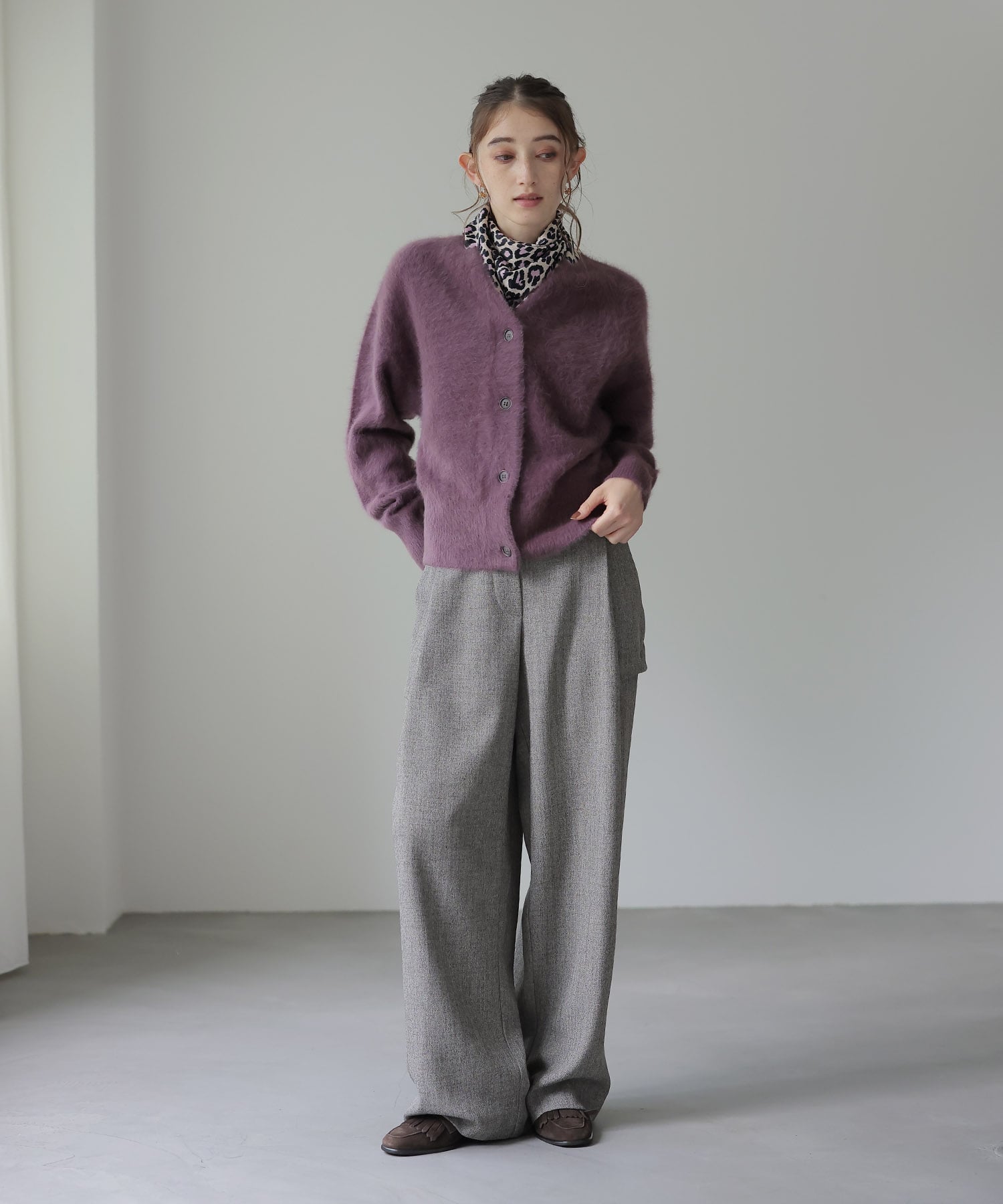 フォックスカシミヤキーネックカーディガン