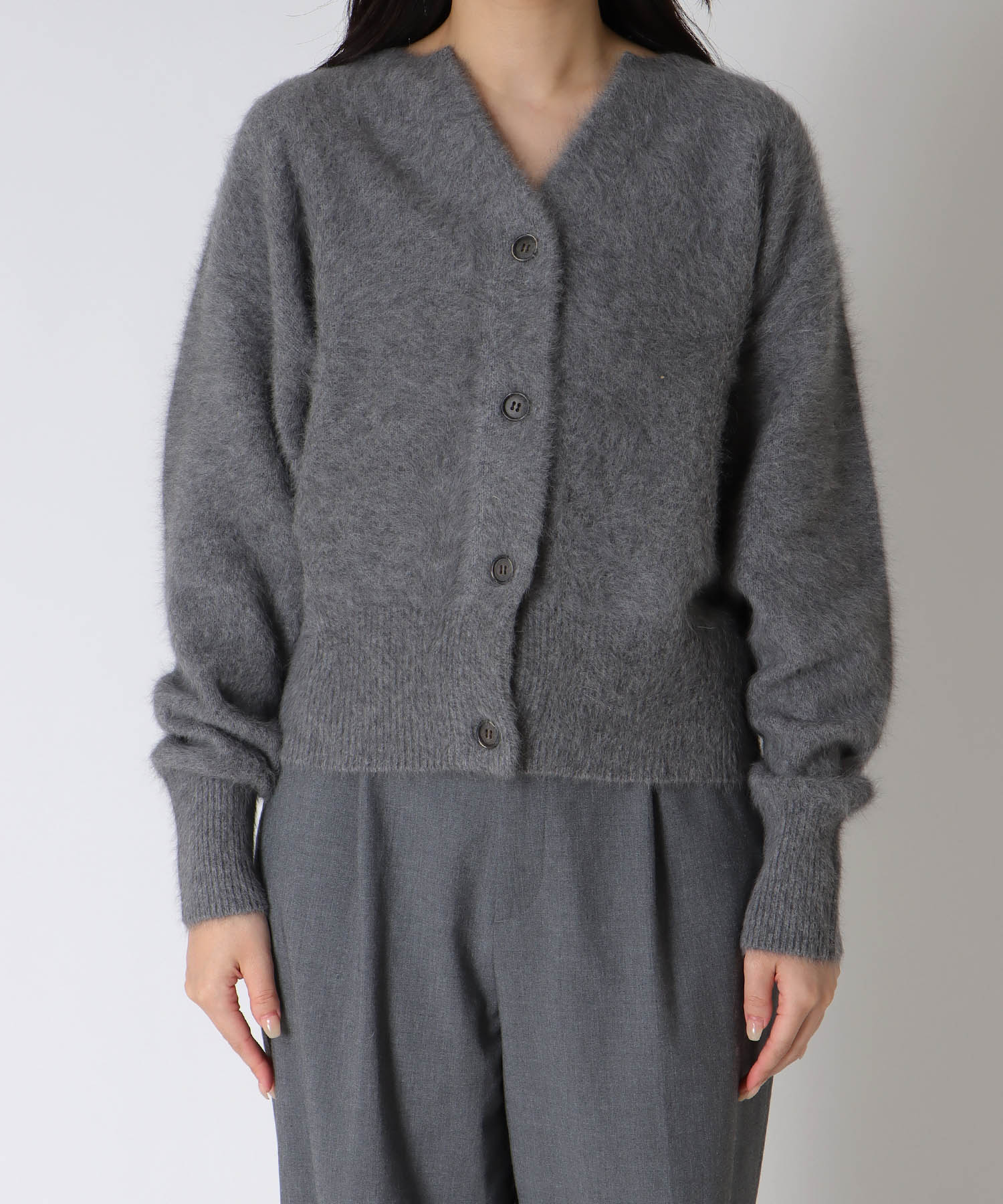 フォックスカシミヤキーネックカーディガン