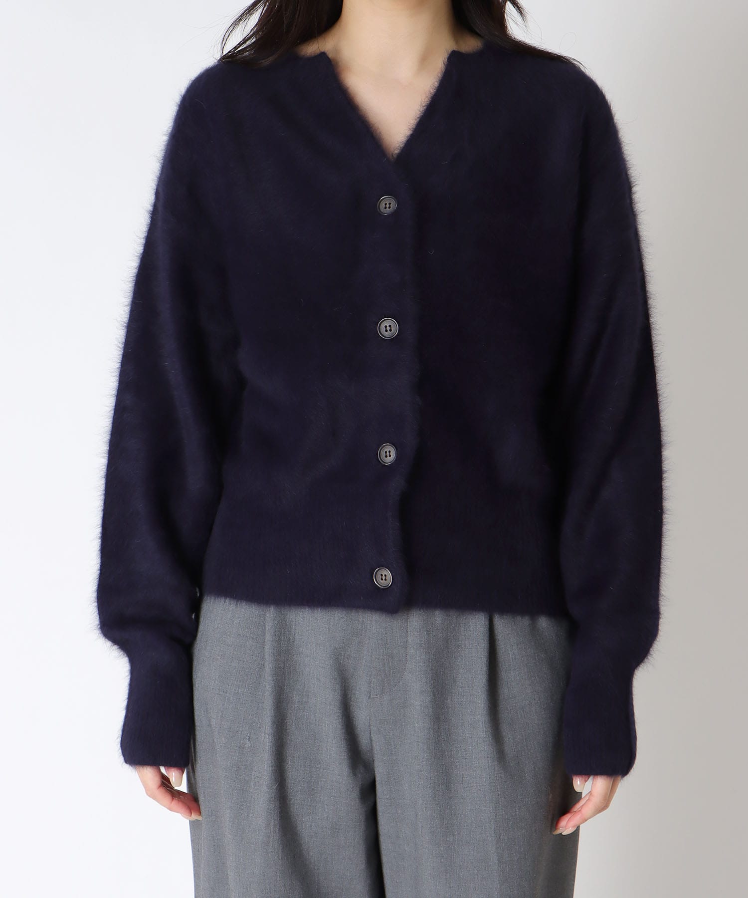 フォックスカシミヤキーネックカーディガン