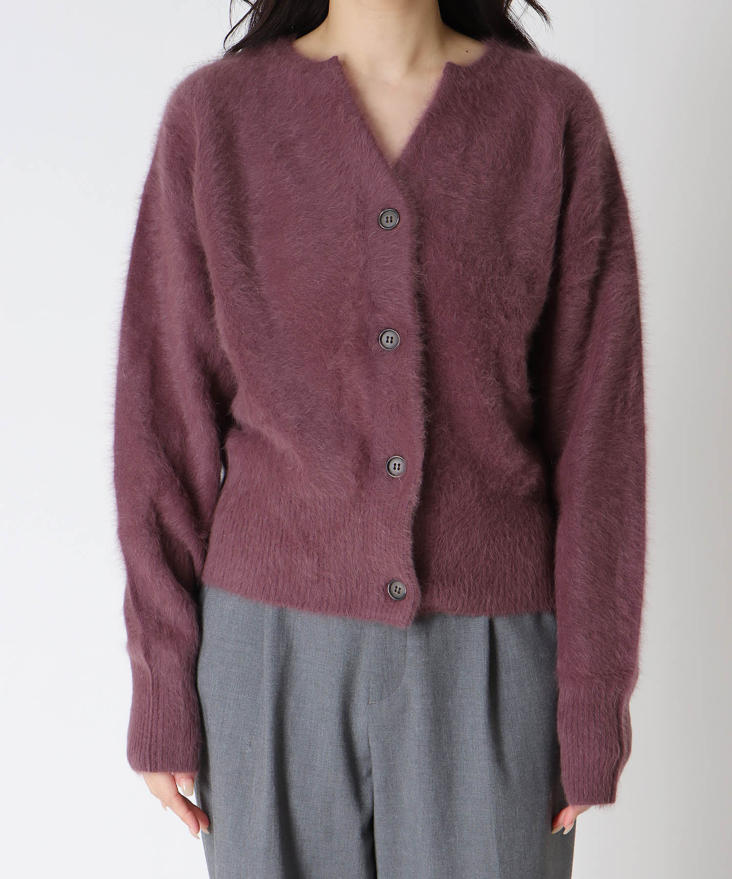 フォックスカシミヤキーネックカーディガン